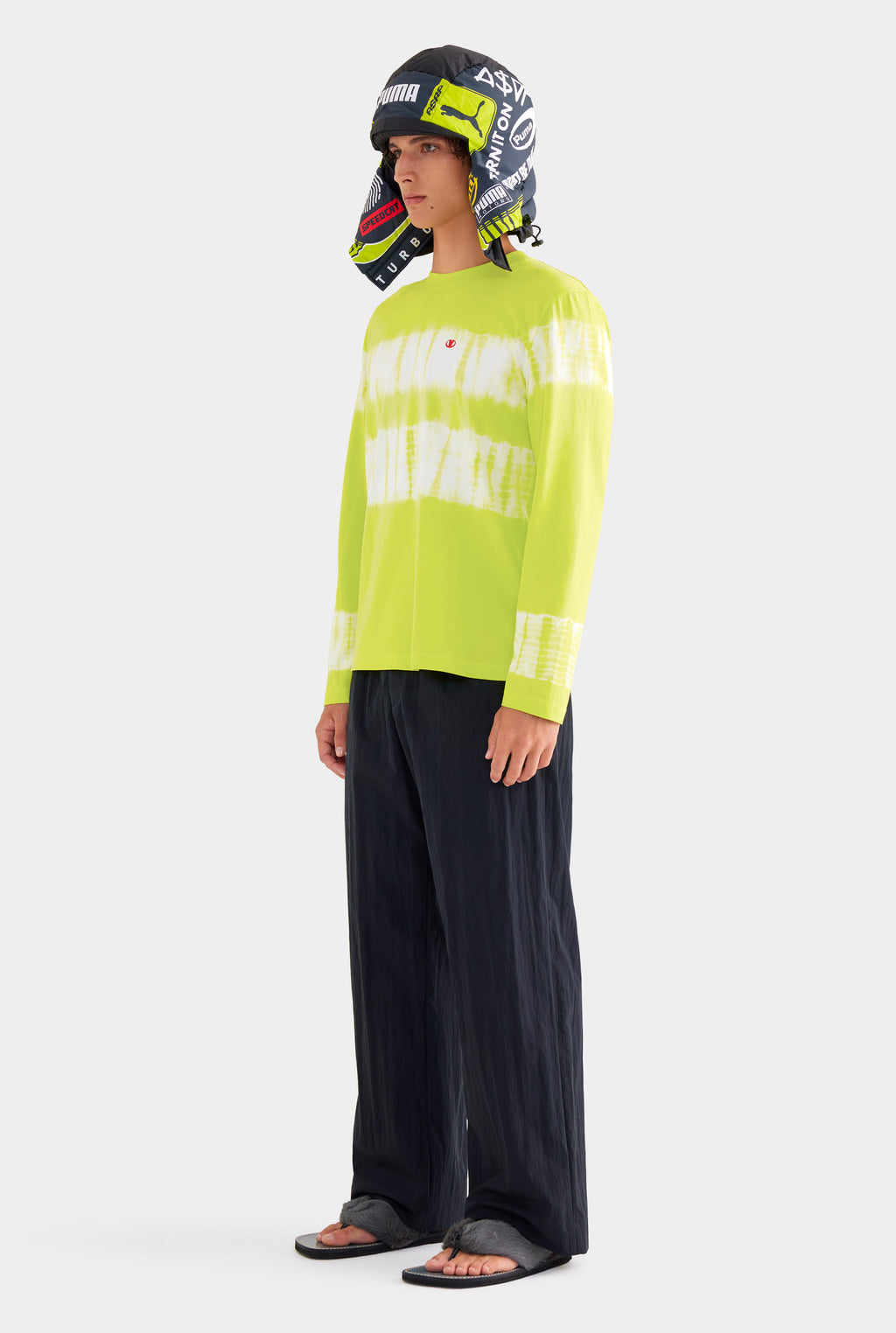 Long Sleeve Tie Dye T Shirt - Chartreuse Tie Dye