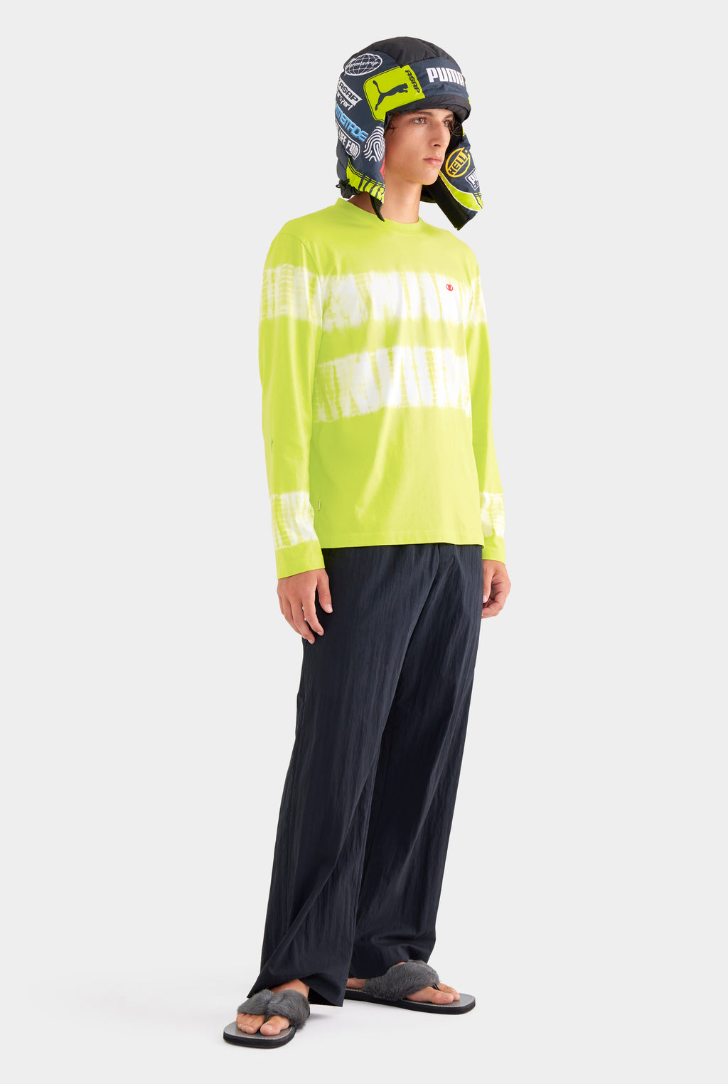 Long Sleeve Tie Dye T Shirt - Chartreuse Tie Dye