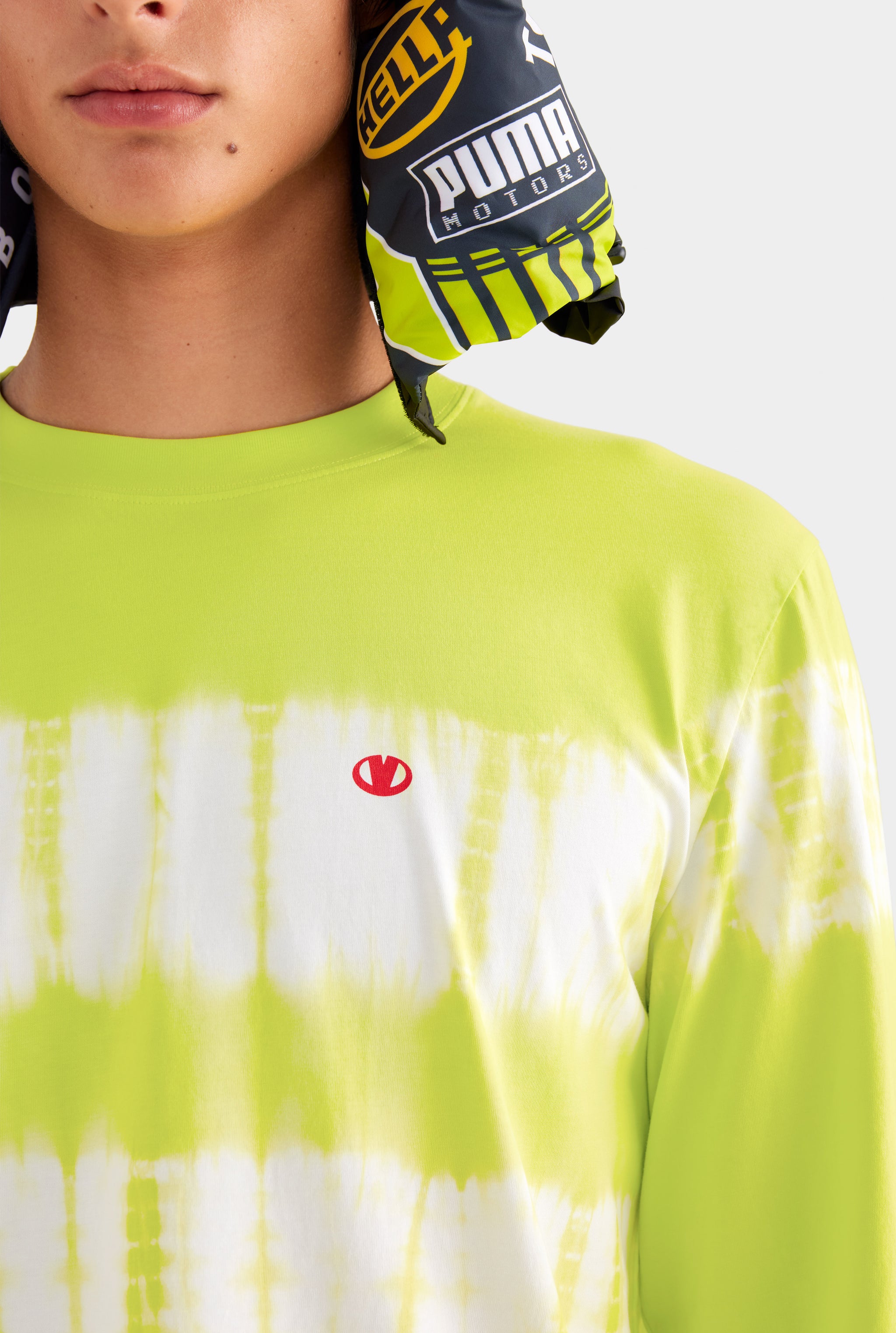 Long Sleeve Tie Dye T Shirt - Chartreuse Tie Dye