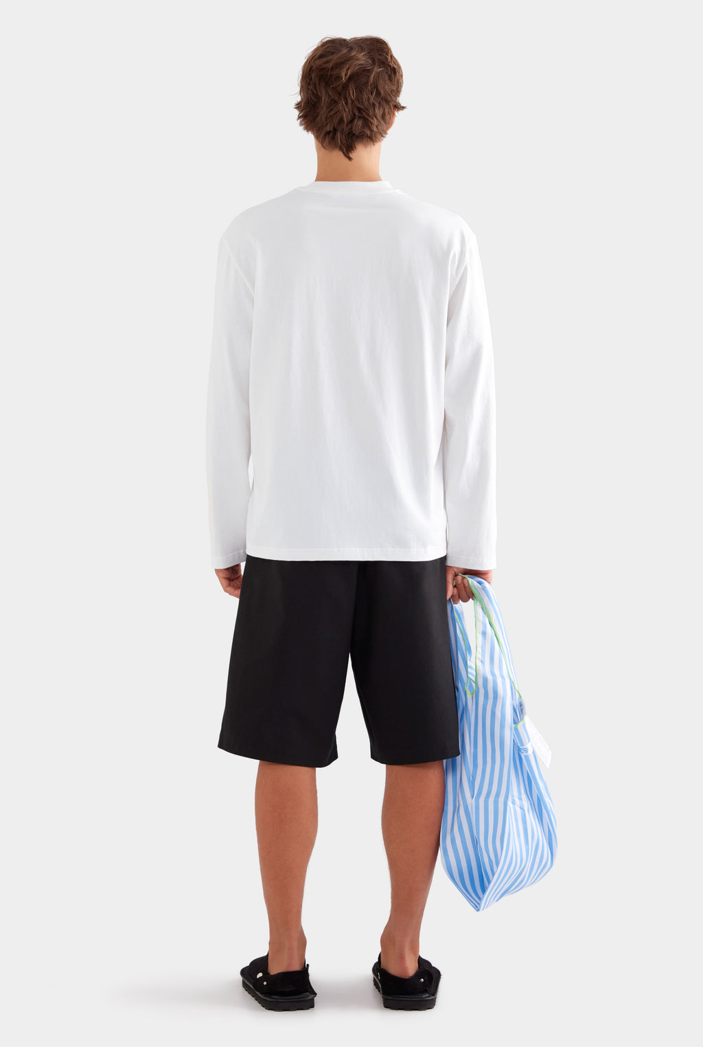 Long Sleeve Cotton T Shirt - Off White/Cactus Print Negative