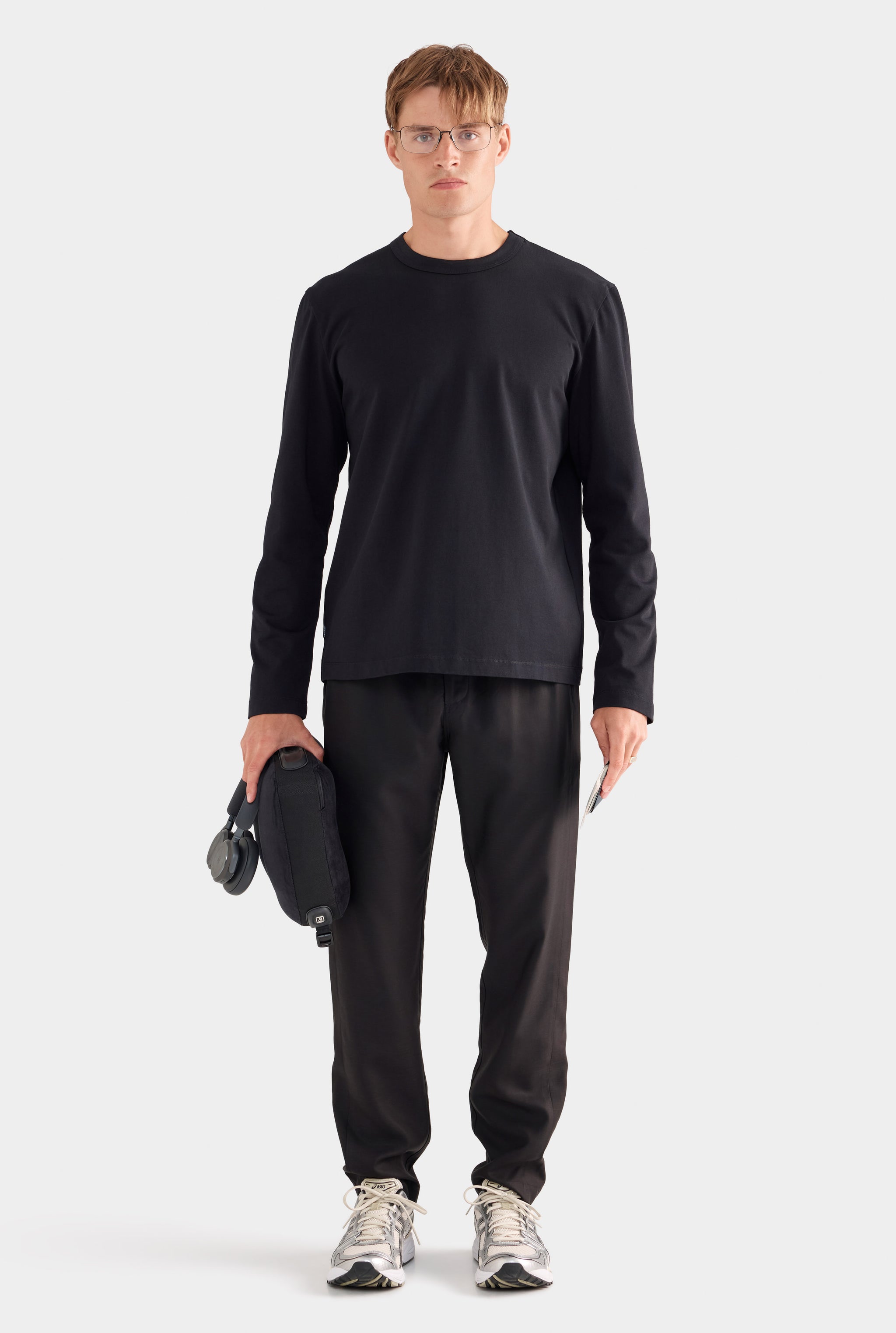Long Sleeve Heavyweight Cotton Logo T-Shirt - Black