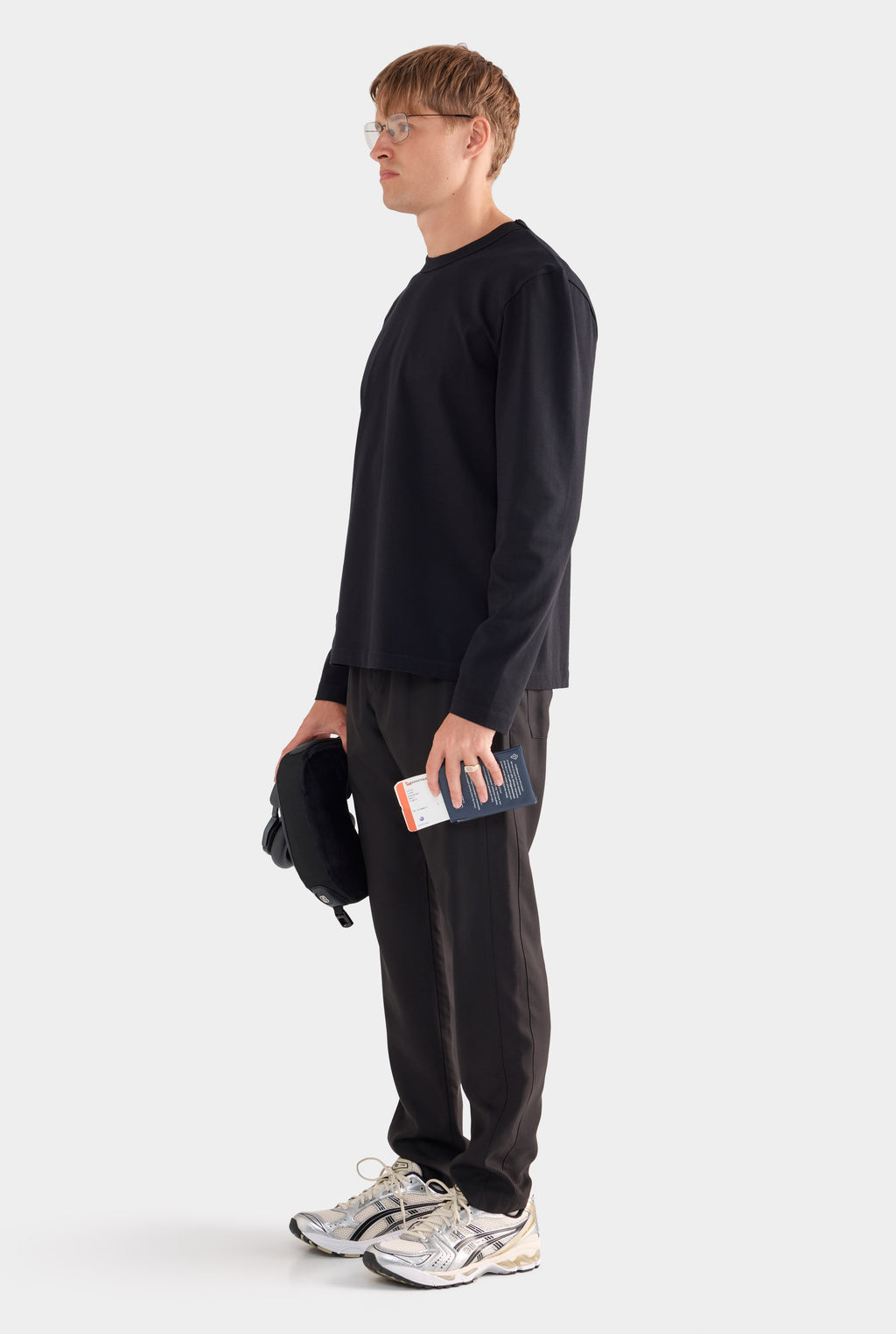 Long Sleeve Heavy Weight Cotton Logo T-Shirt - Black