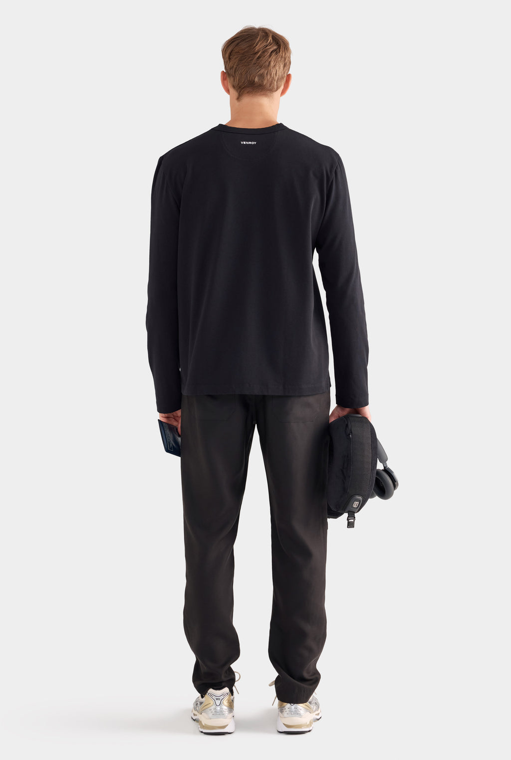 Long Sleeve Heavy Weight Cotton Logo T-Shirt - Black