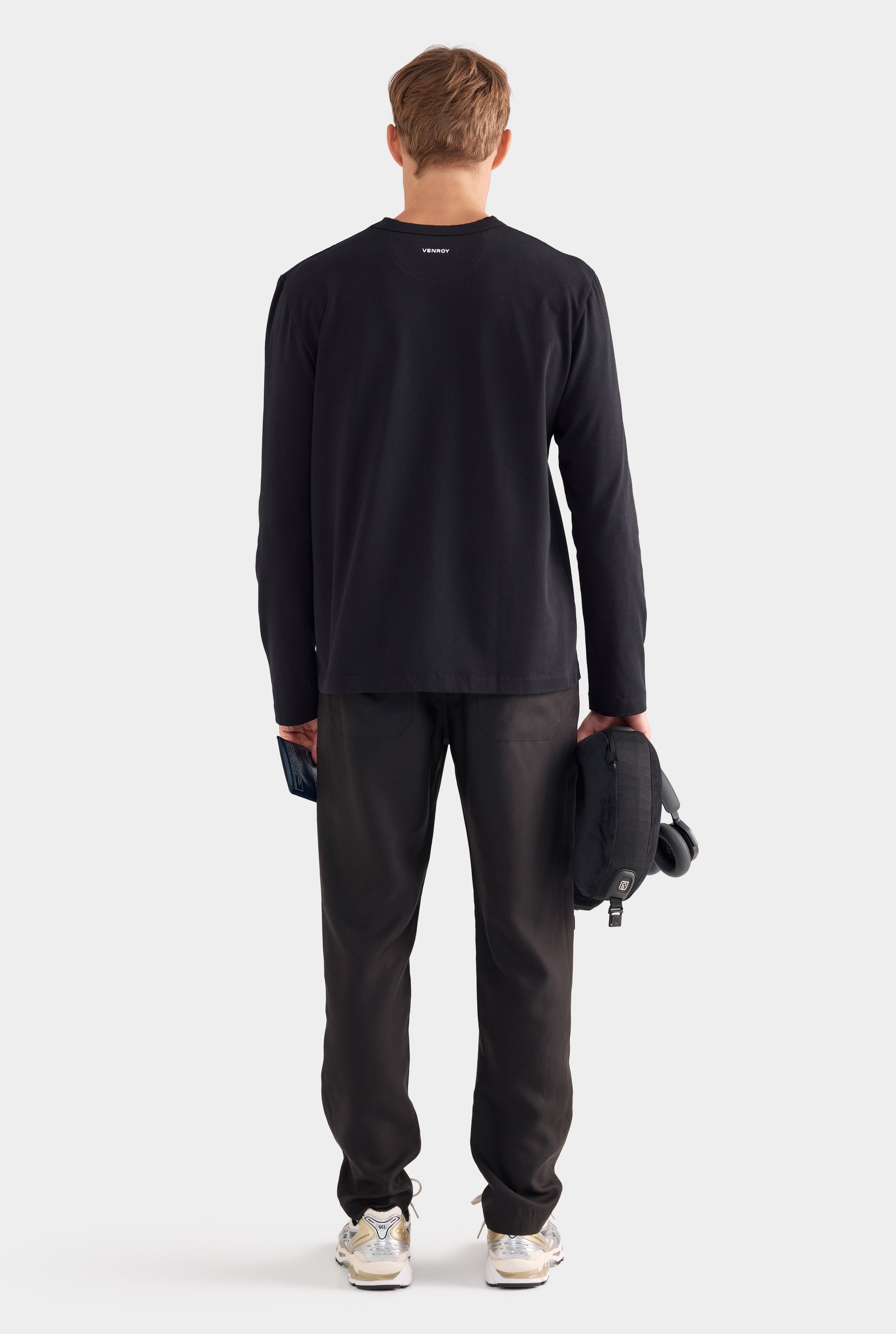 Long Sleeve Heavyweight Cotton Logo T-Shirt - Black