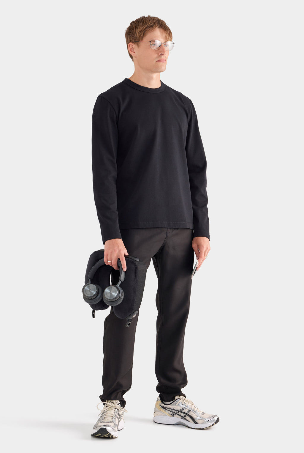 Long Sleeve Heavy Weight Cotton Logo T-Shirt - Black