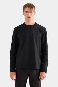 Long Sleeve Heavy Weight Cotton Logo T-Shirt - Black