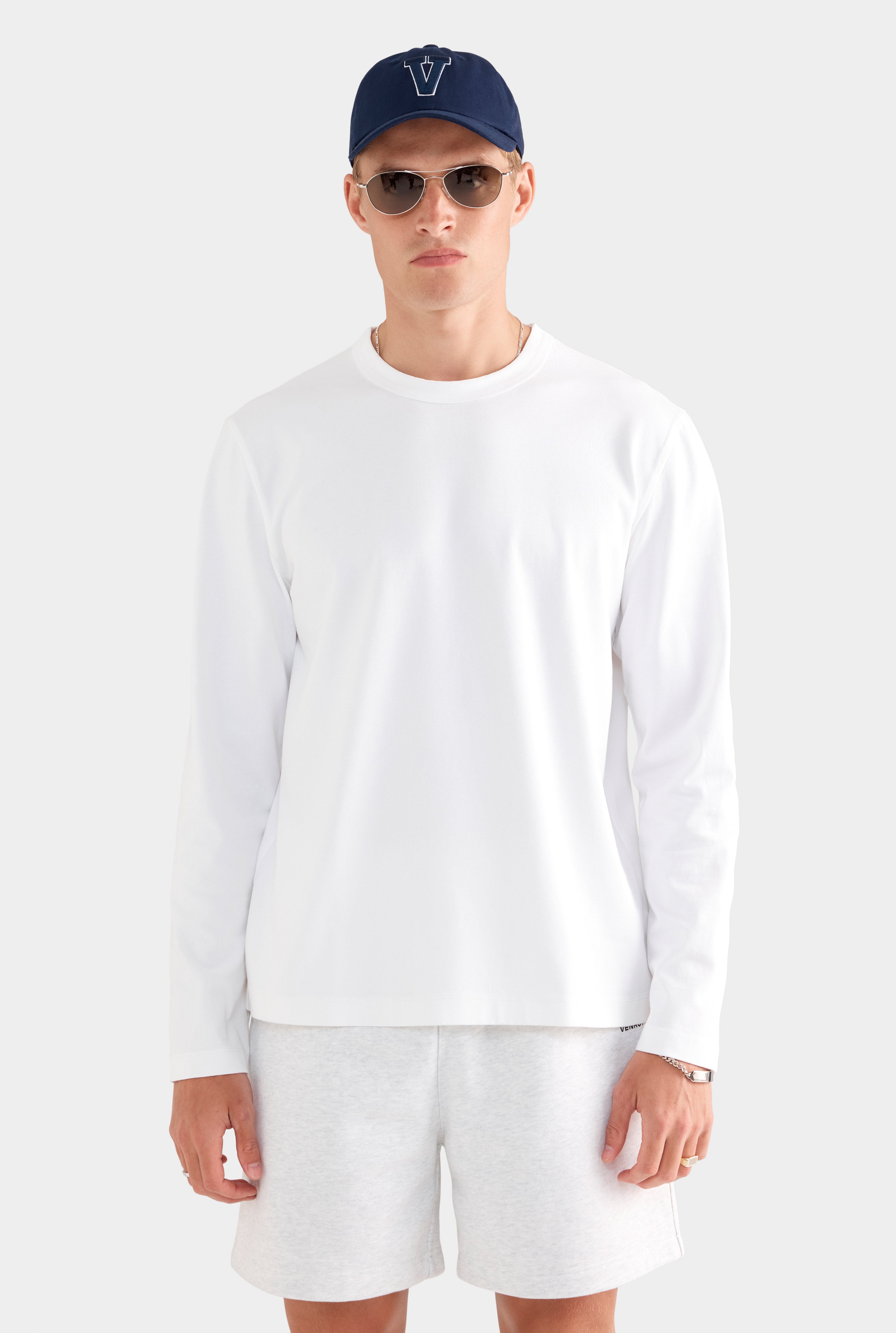 Long Sleeve Heavy Weight Cotton Logo T-Shirt - Off White