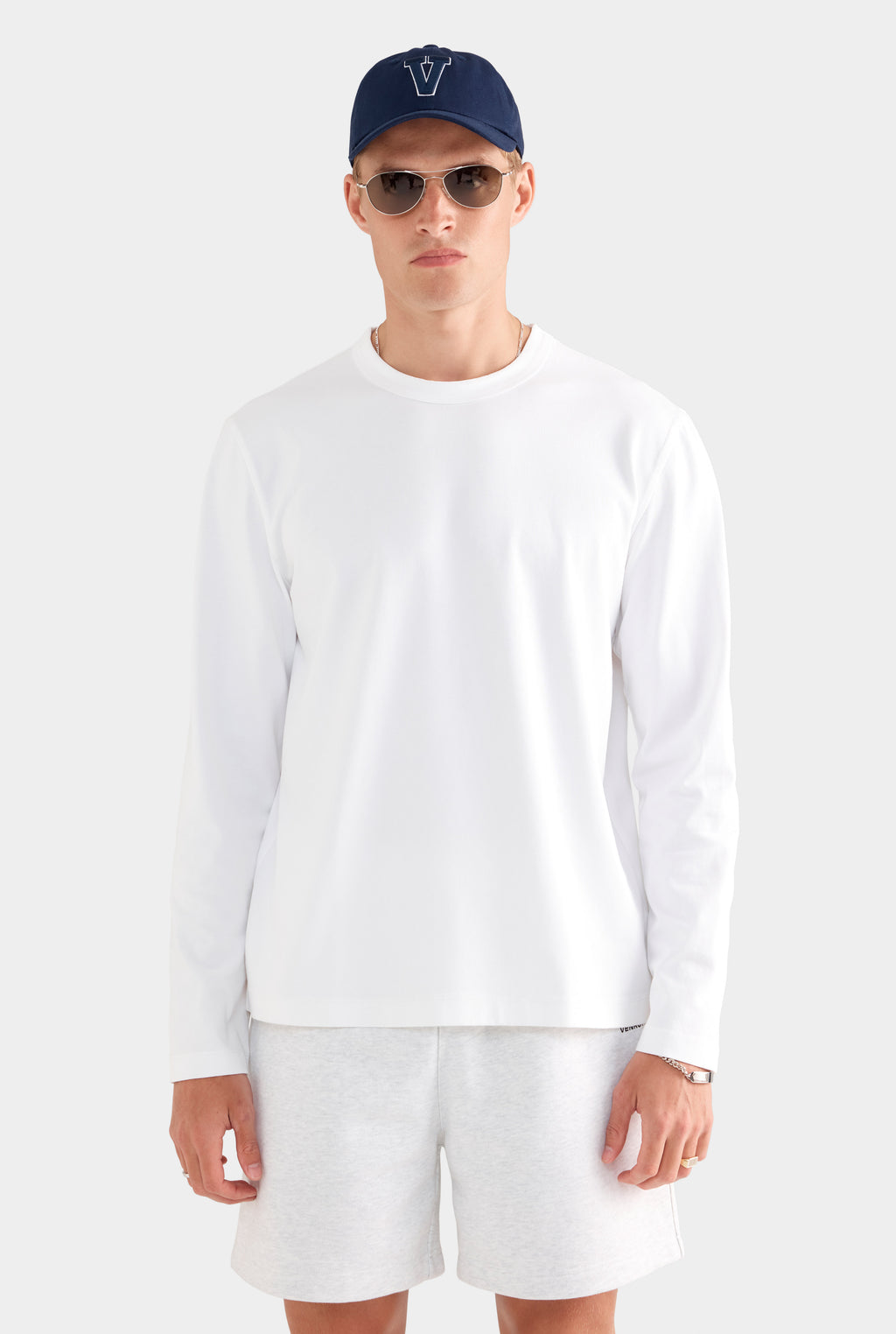 Long Sleeve Heavy Weight Cotton Logo T-Shirt - Off White