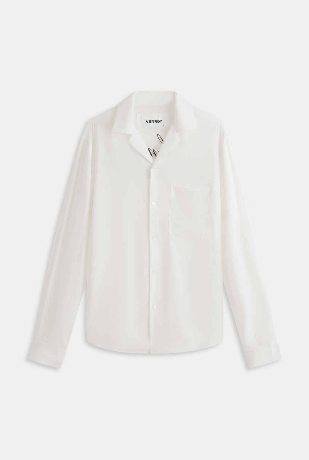 Long Sleeve Silk Camp Collar Shirt - Off White/Honolulu Print