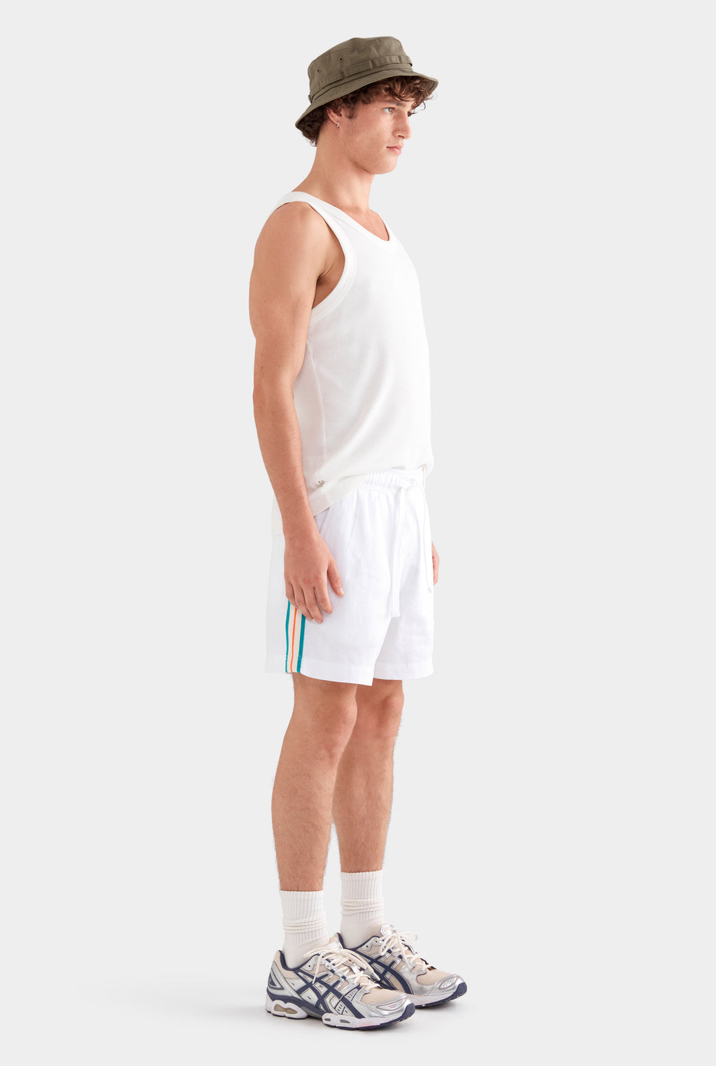 Lounge Short - Off White/Teal Orange Stripe Tape