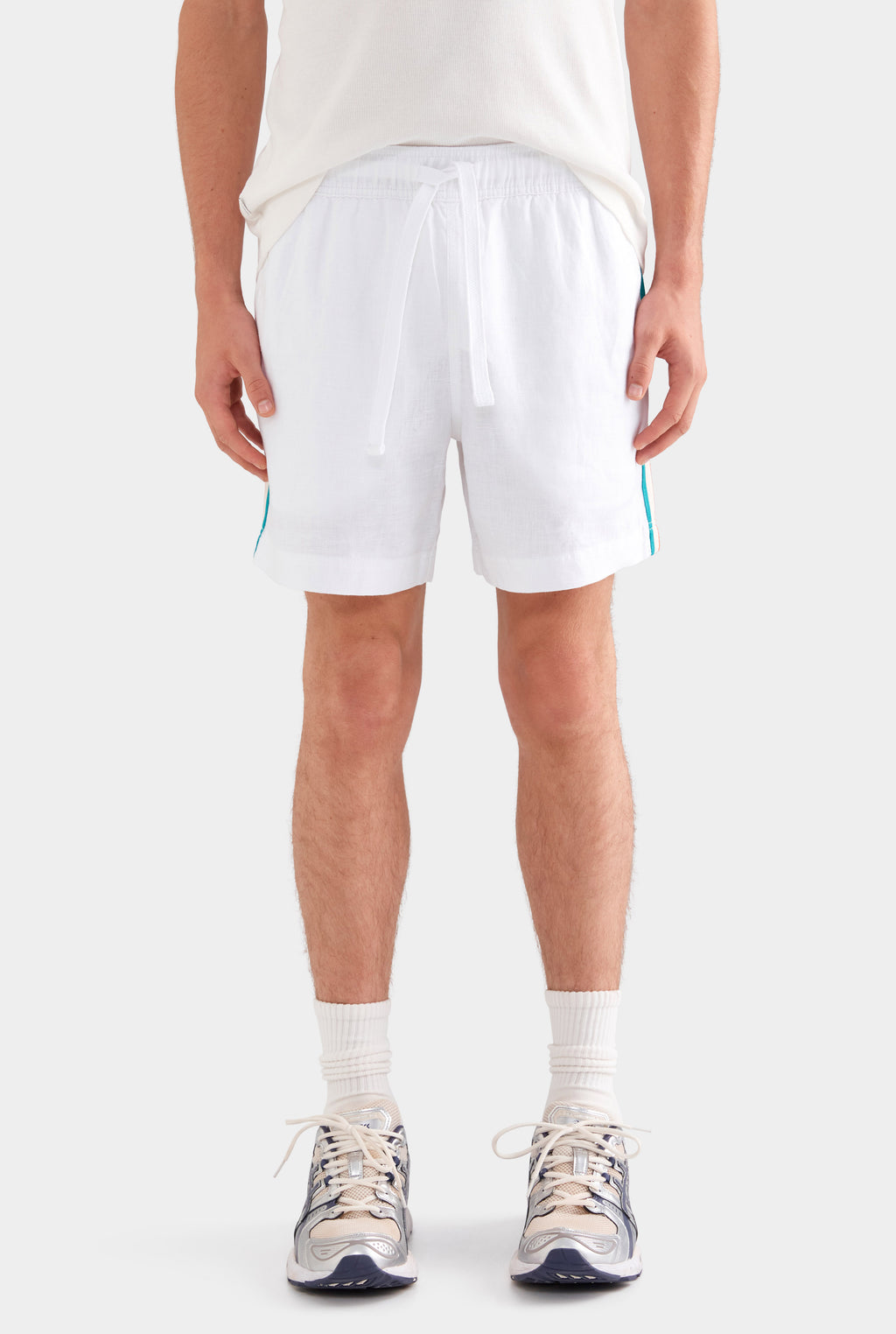 Lounge Short - Off White/Teal Orange Stripe Tape