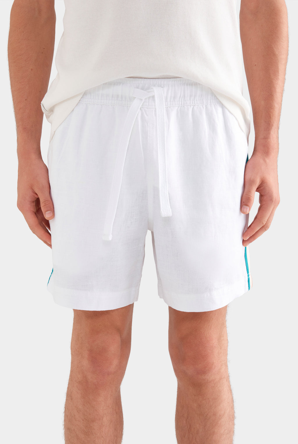 Lounge Short - Off White/Teal Orange Stripe Tape