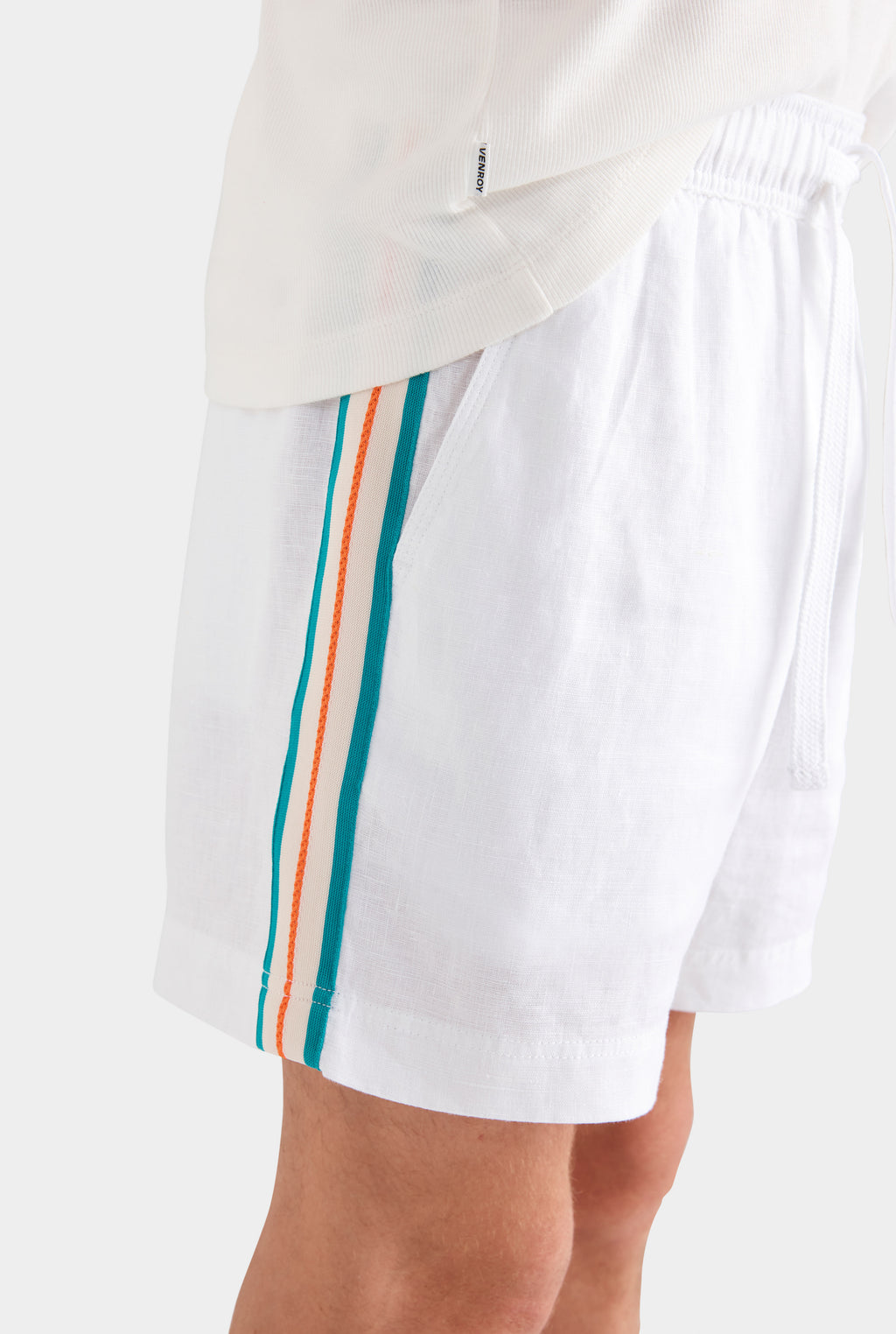 Lounge Short - Off White/Teal Orange Stripe Tape