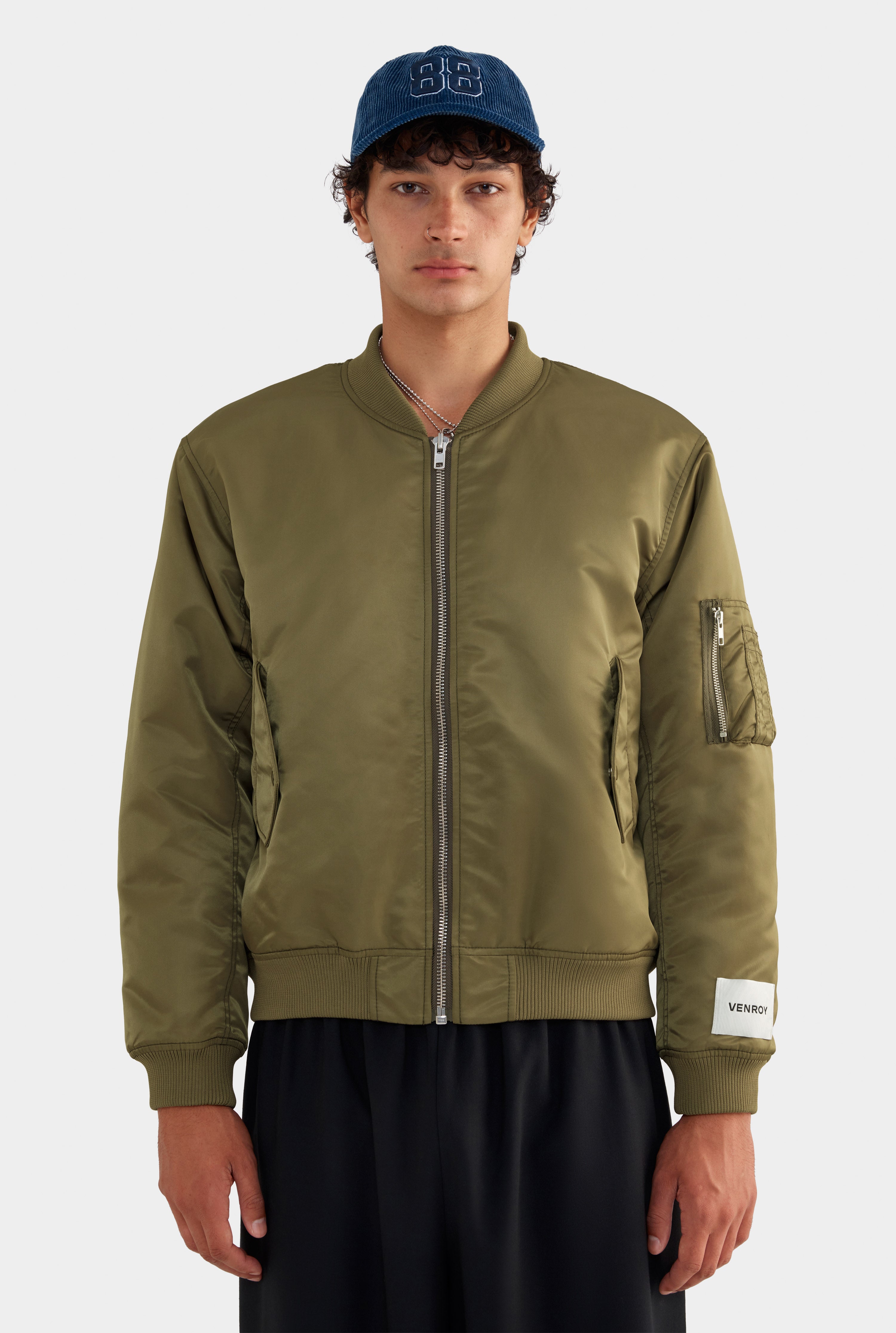 Nylon Bomber Jacket - Khaki