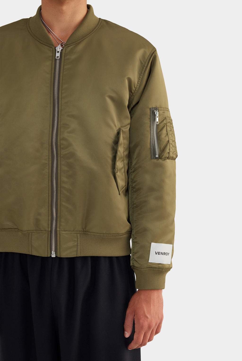 Nylon Bomber Jacket - Khaki
