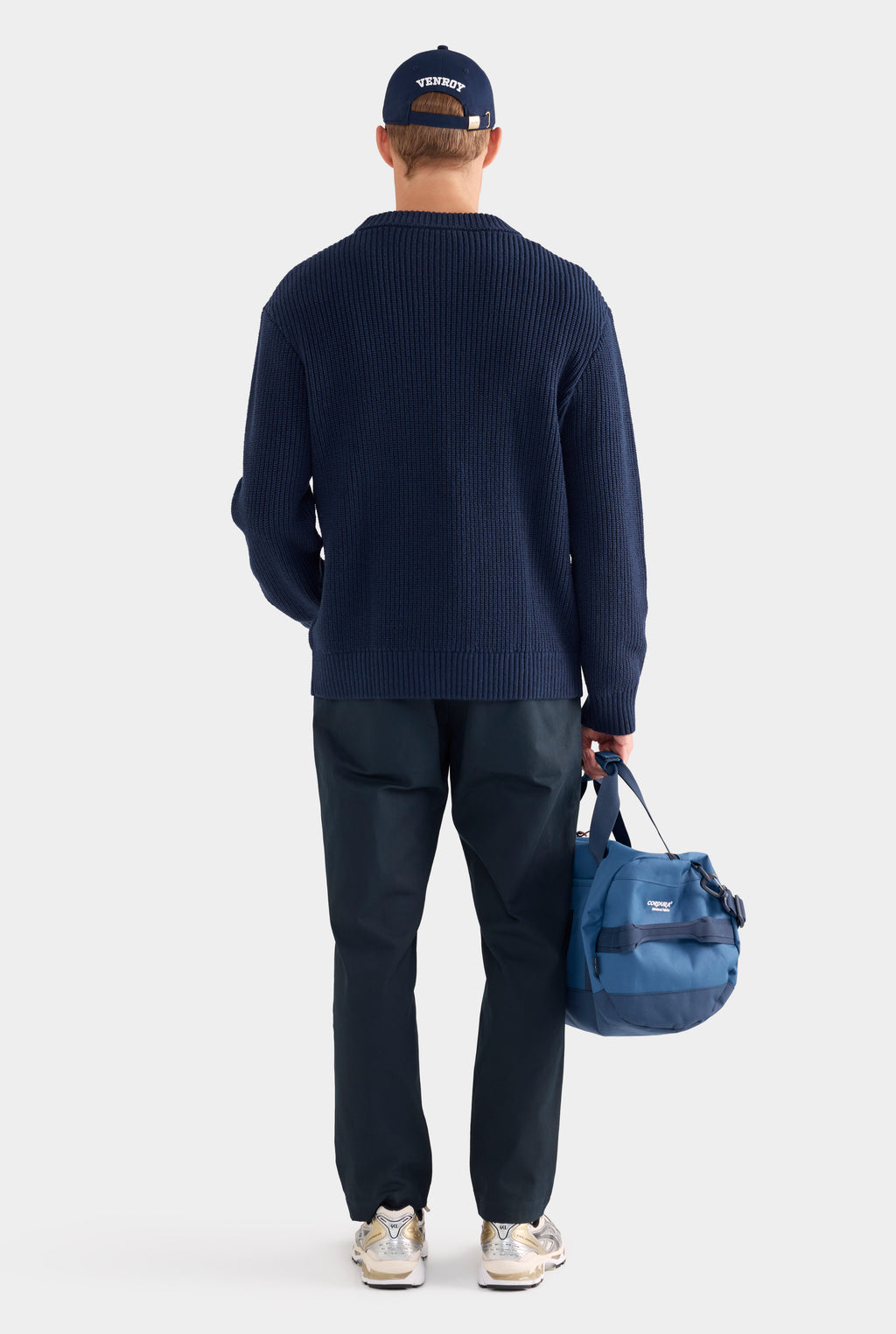 Oversized Cotton Knit Sweater - Navy