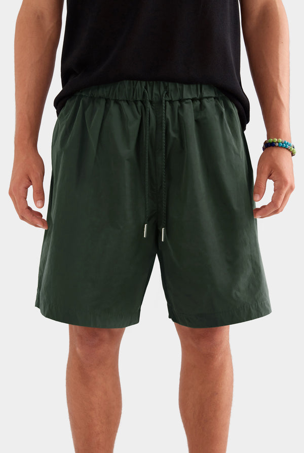 Oversized Taffeta Short - Forest Green