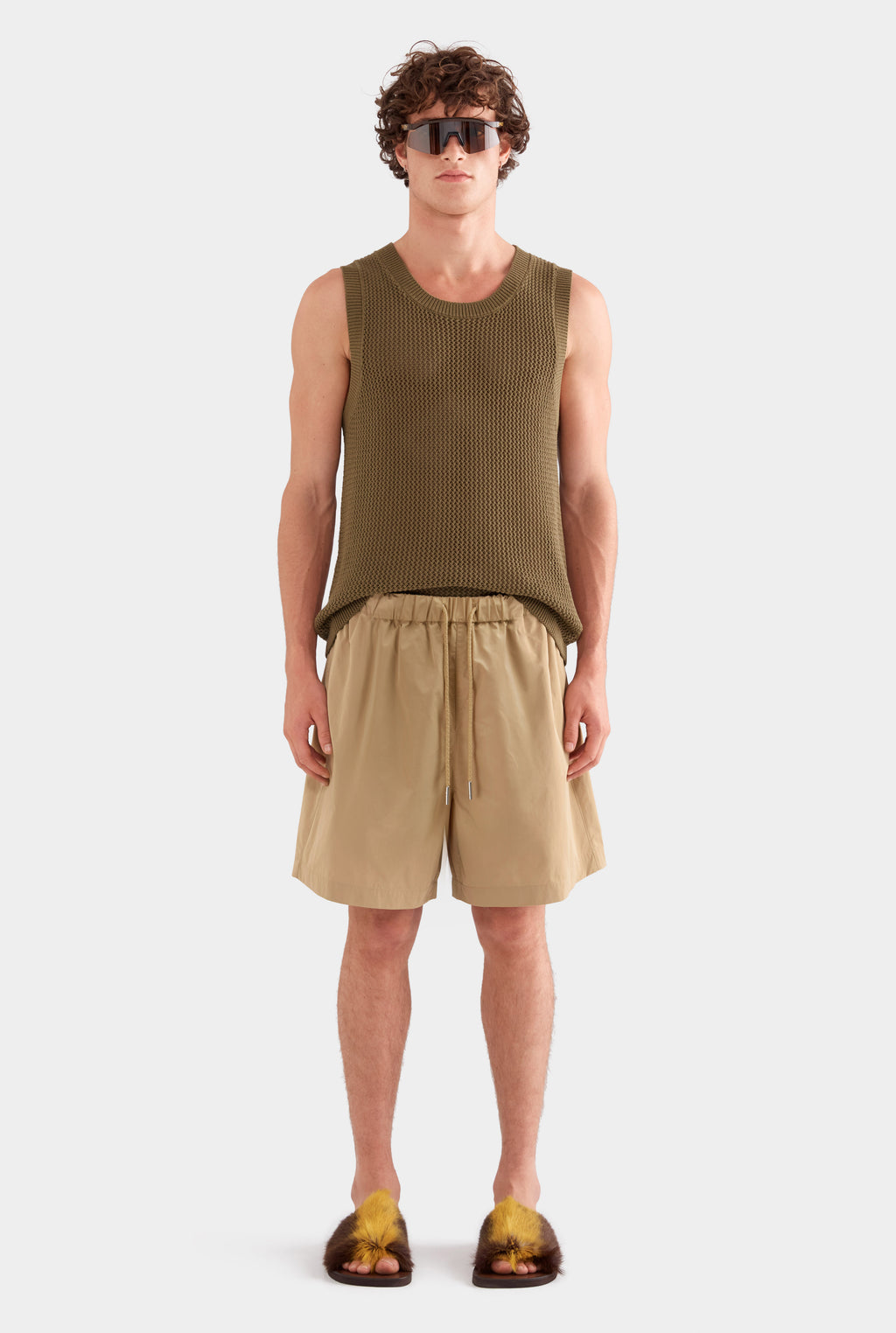 Oversized Taffeta Short - Tan