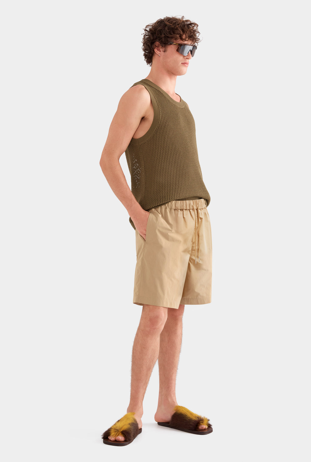 Oversized Taffeta Short - Tan