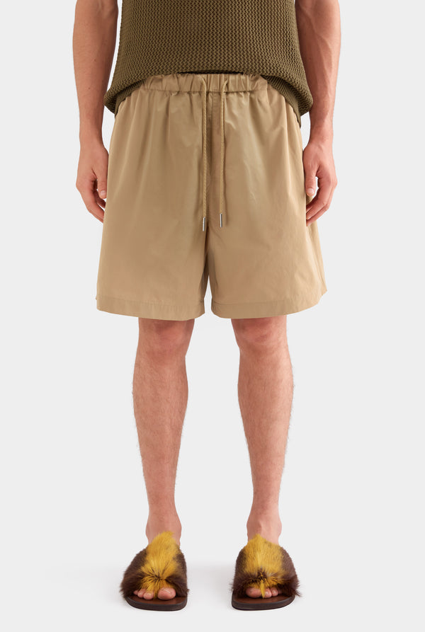 Oversized Taffeta Short - Tan