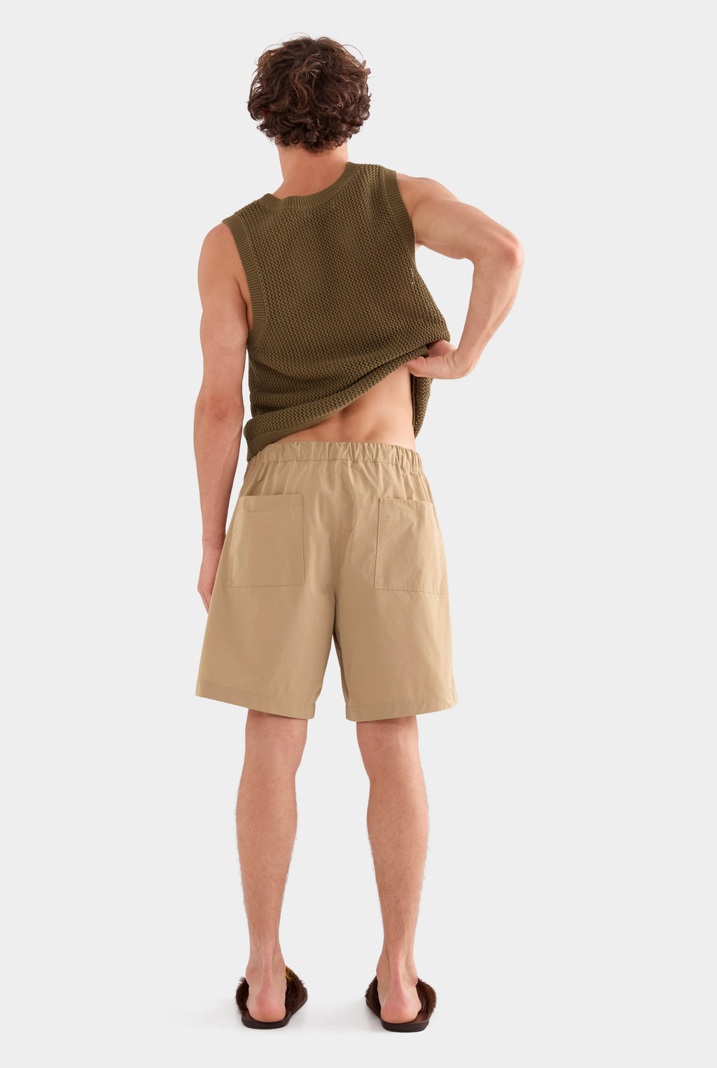 Oversized Taffeta Short - Tan