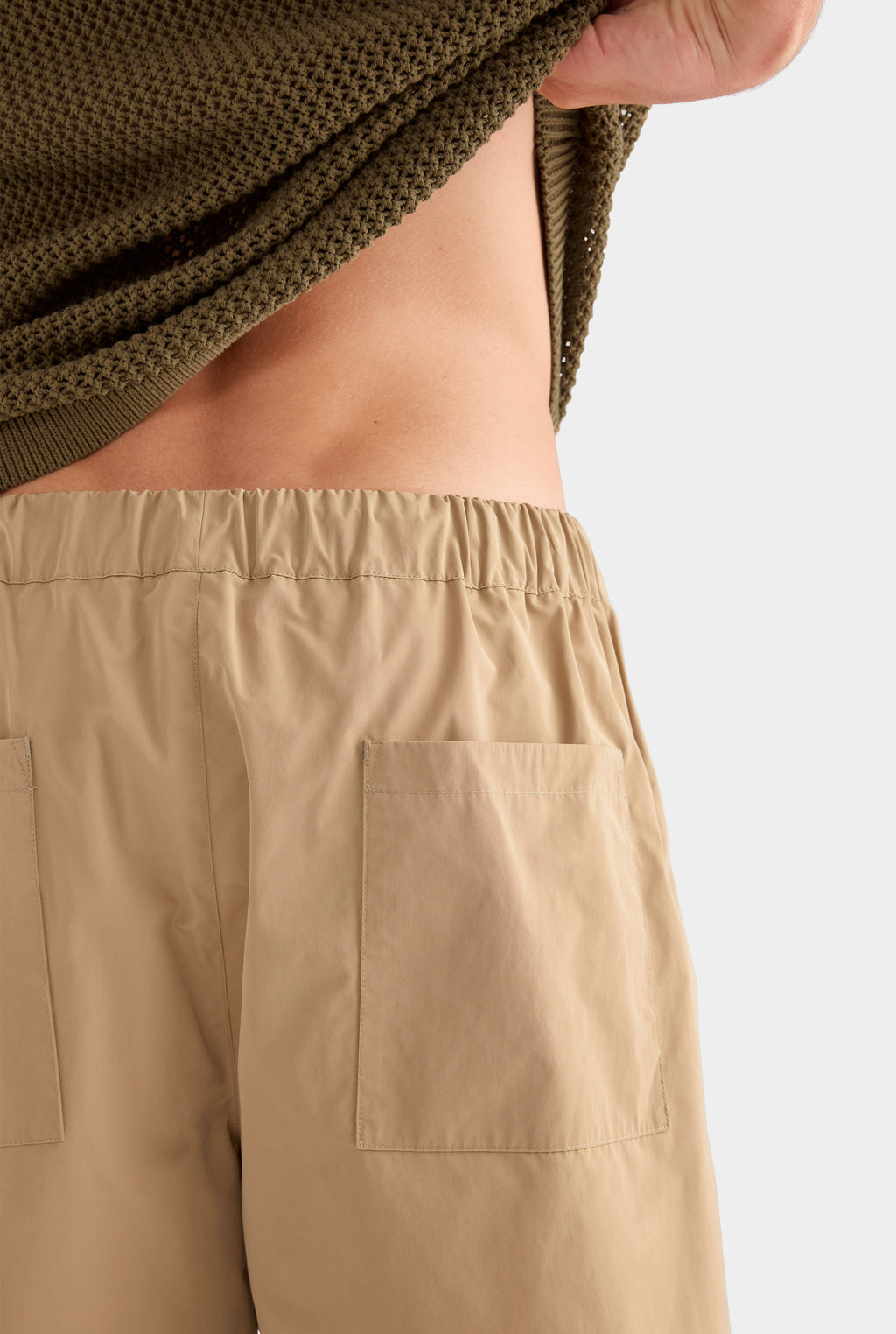 Oversized Taffeta Short - Tan