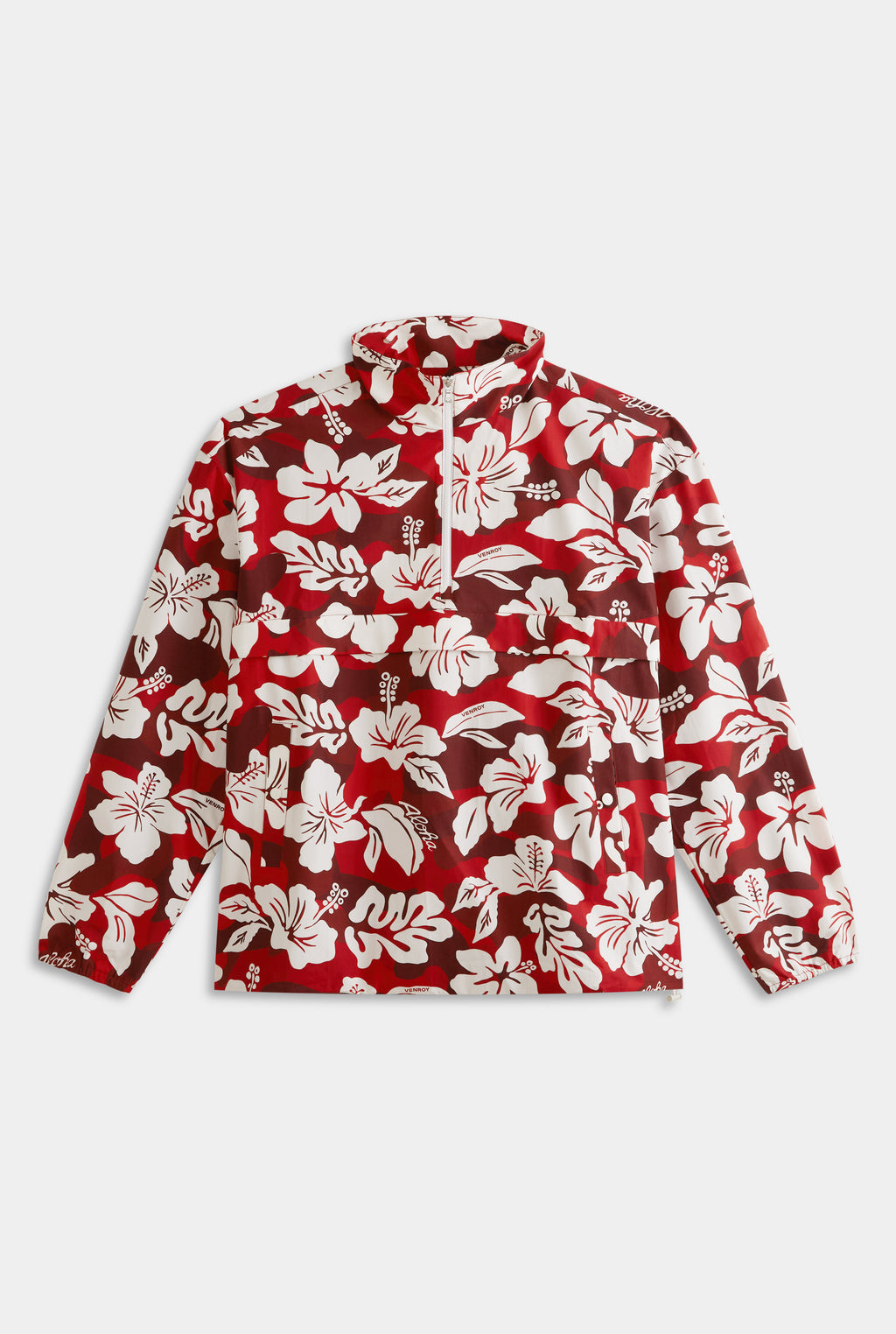 Panelled Nylon Quarter Zip - Red Hibiscus Camo