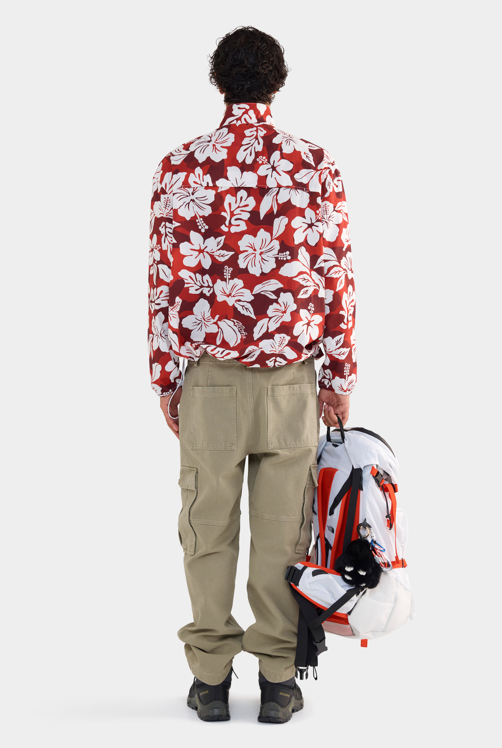 Panelled Nylon Quarter Zip - Red Hibiscus Camo