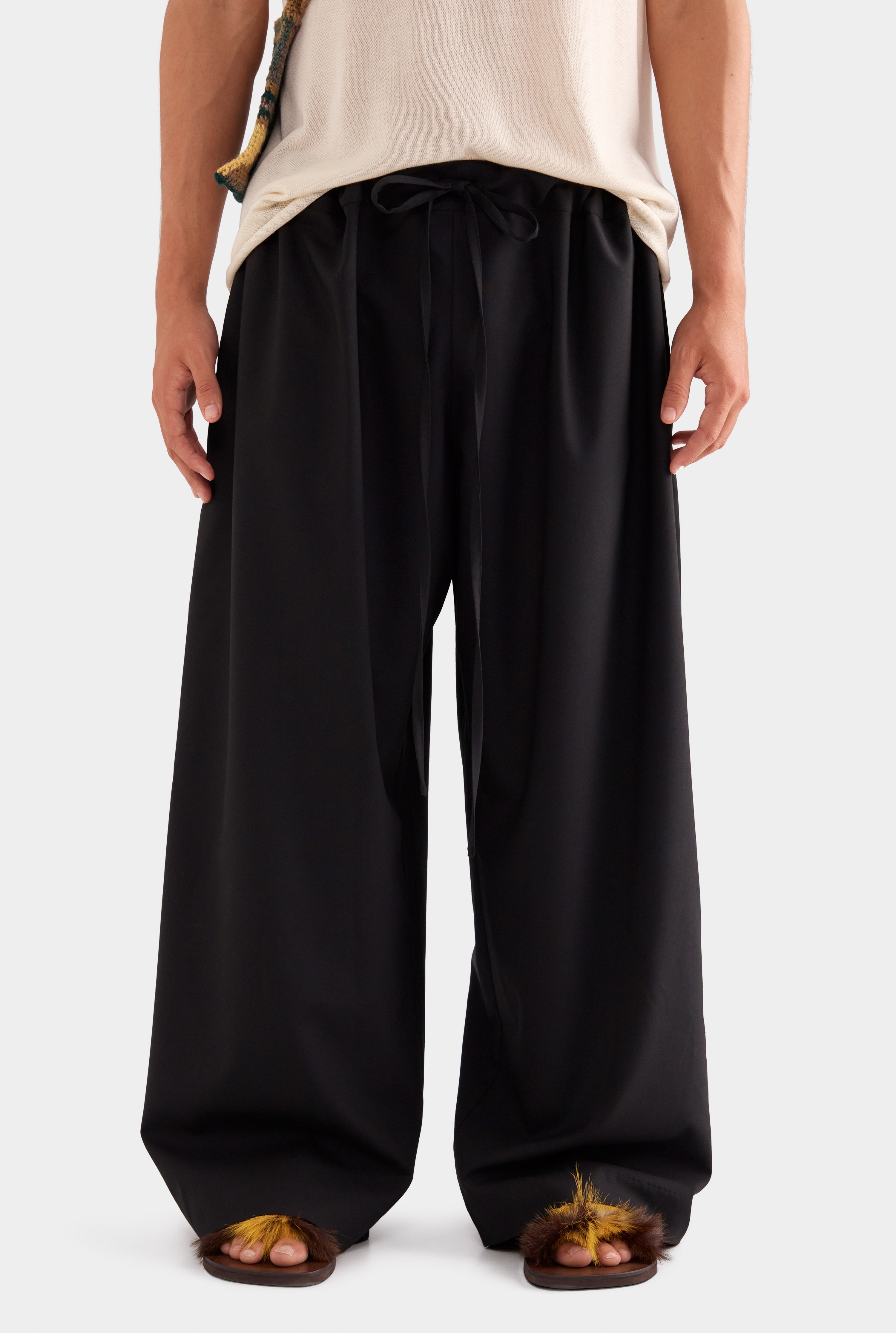 Paperbag Wool Pant - Black