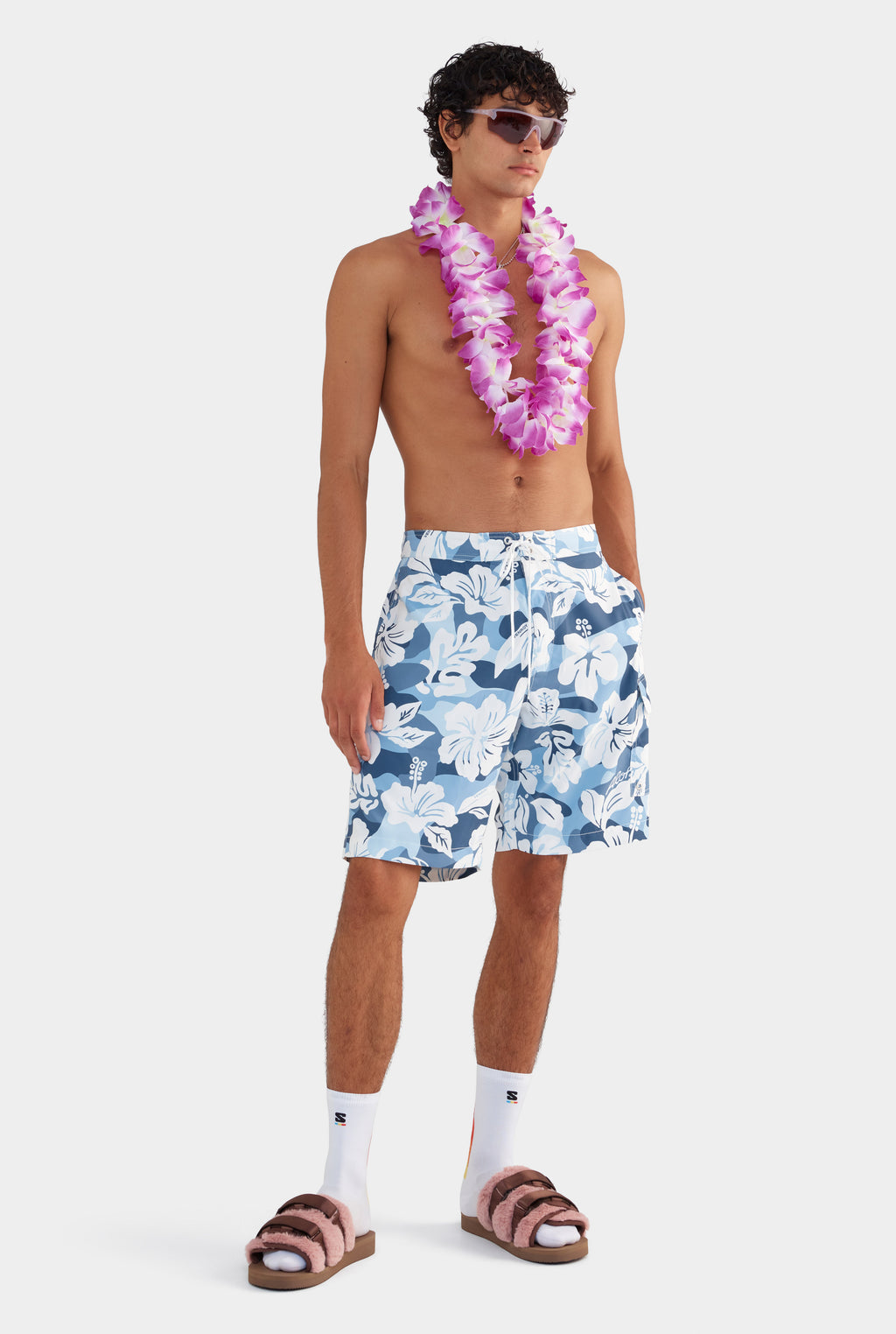 Printed Boardshort - Blue Hibiscus Camo