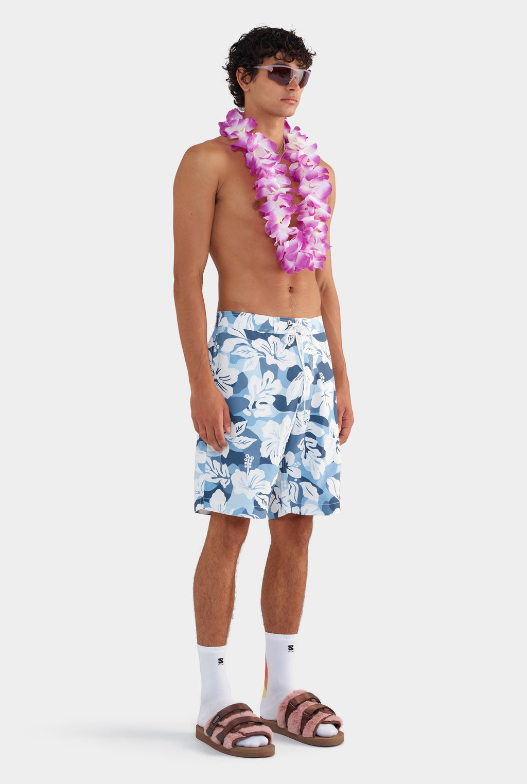 Printed Boardshort - Blue Hibiscus Camo