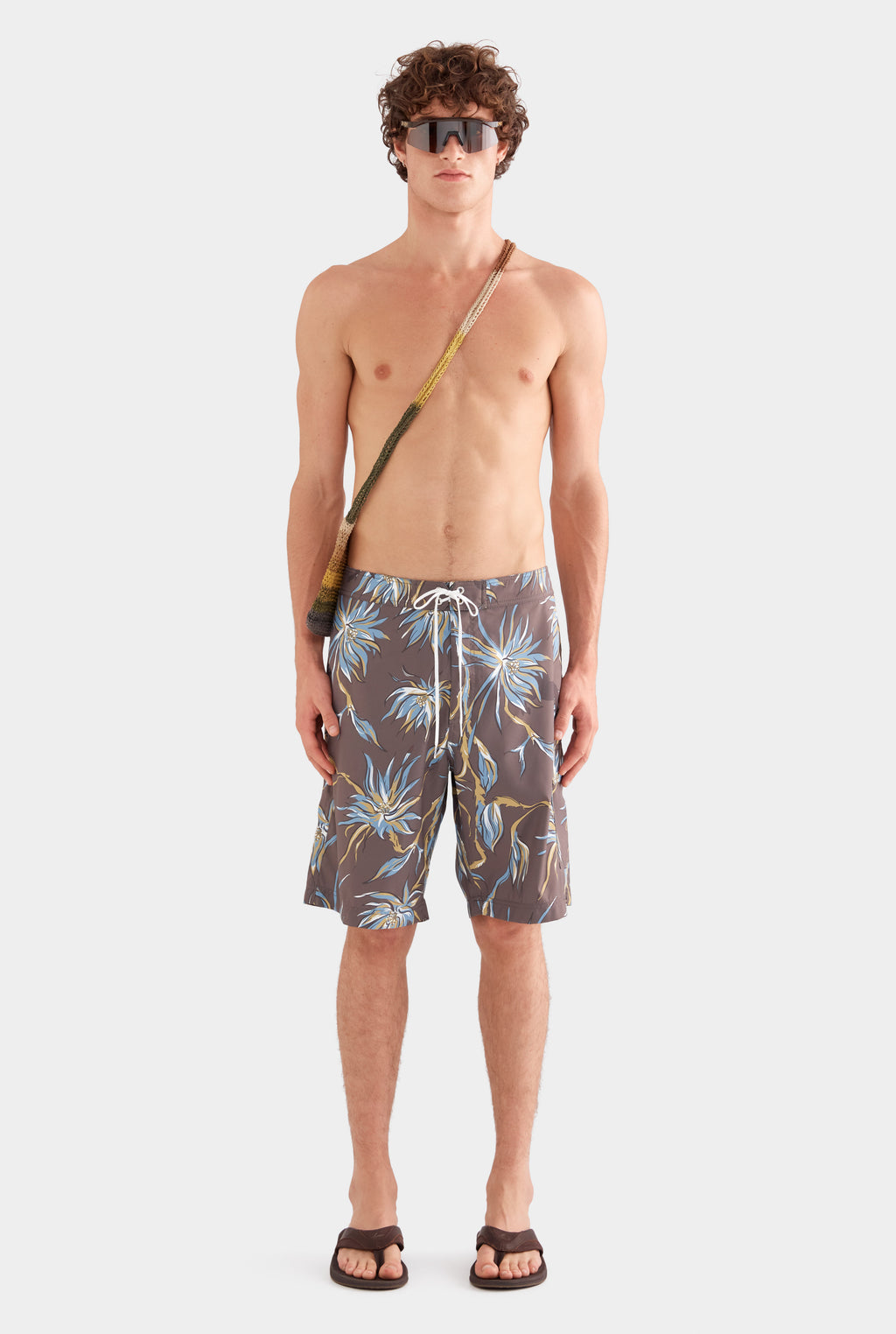 Printed Boardshort - Charcoal Floral Horse Print