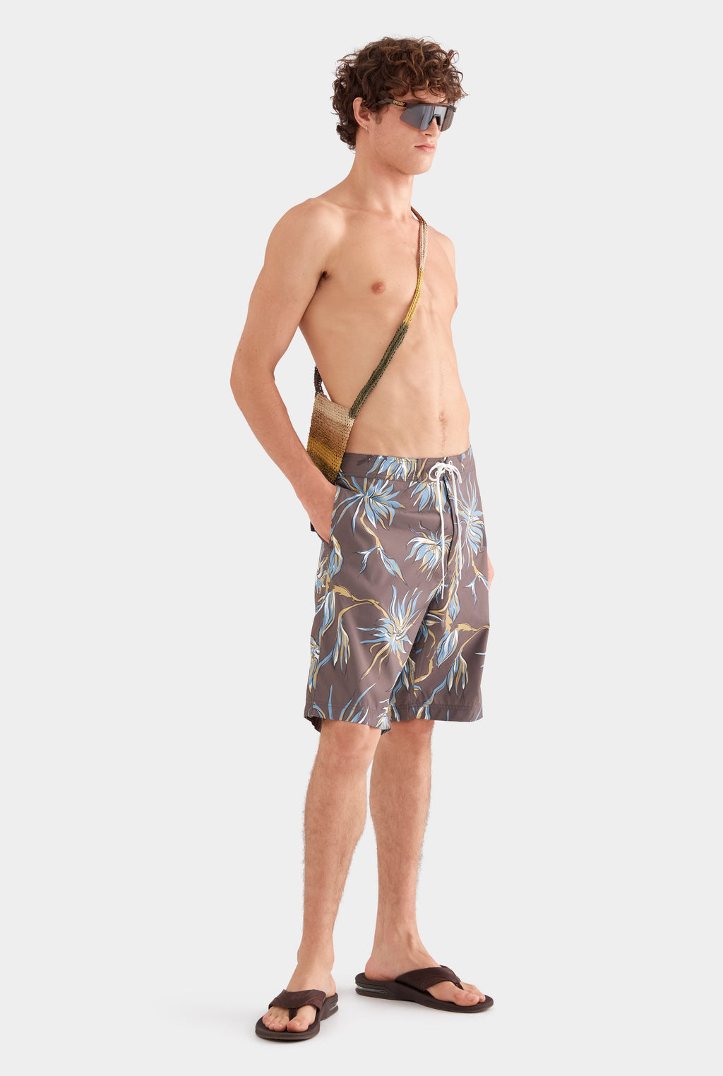 Printed Boardshort - Charcoal Floral Horse Print