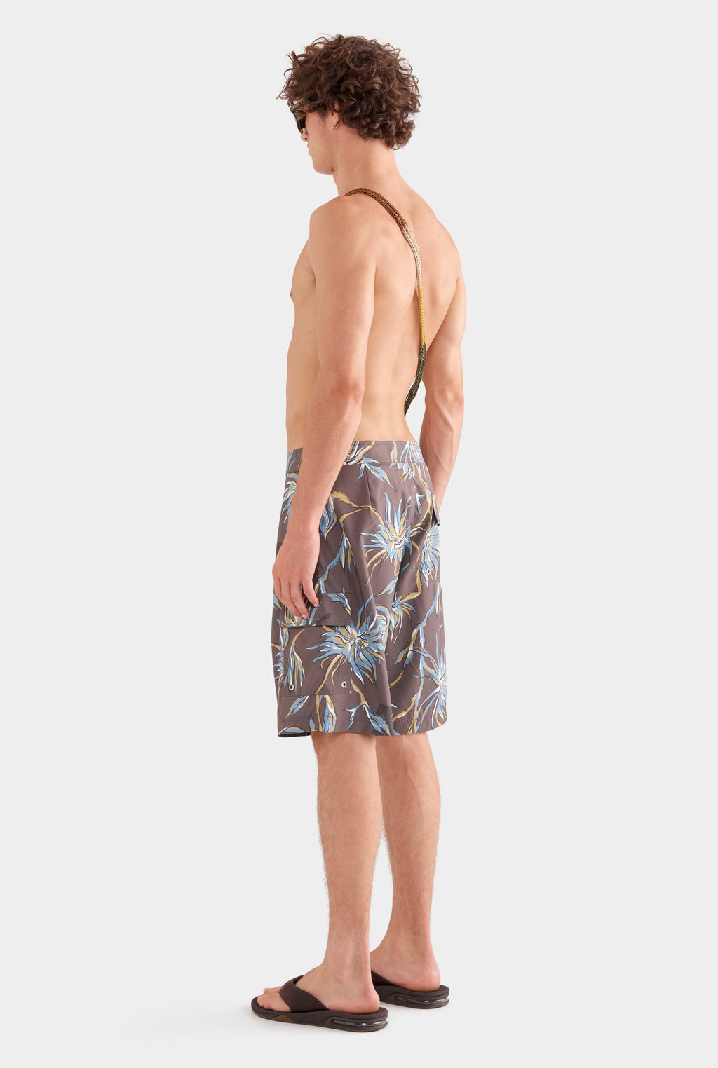 Printed Boardshort - Charcoal Floral Horse Print