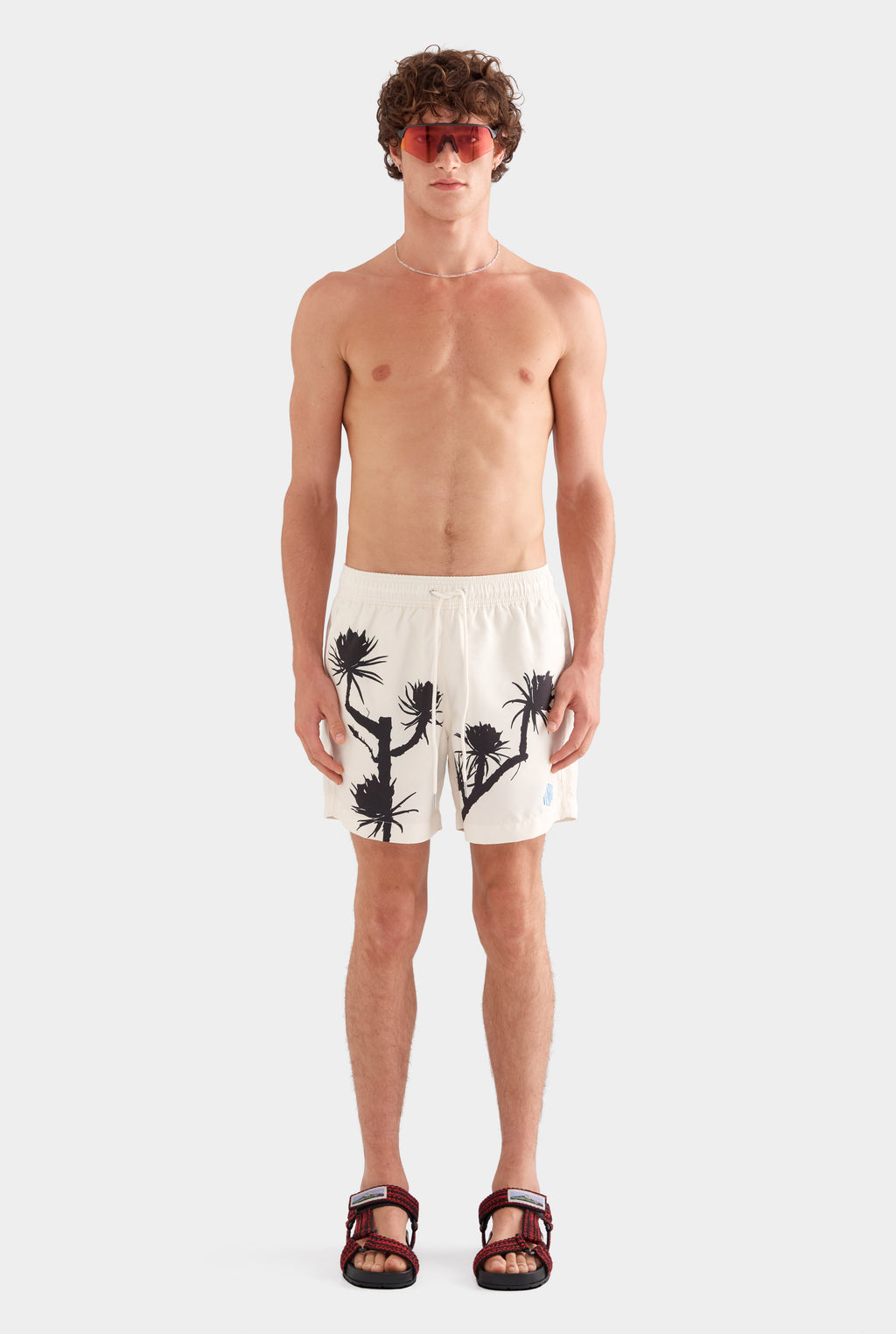 Printed Swim Short - Cream/Cactus Stamp