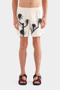 Printed Swim Short - Cream/Cactus Stamp