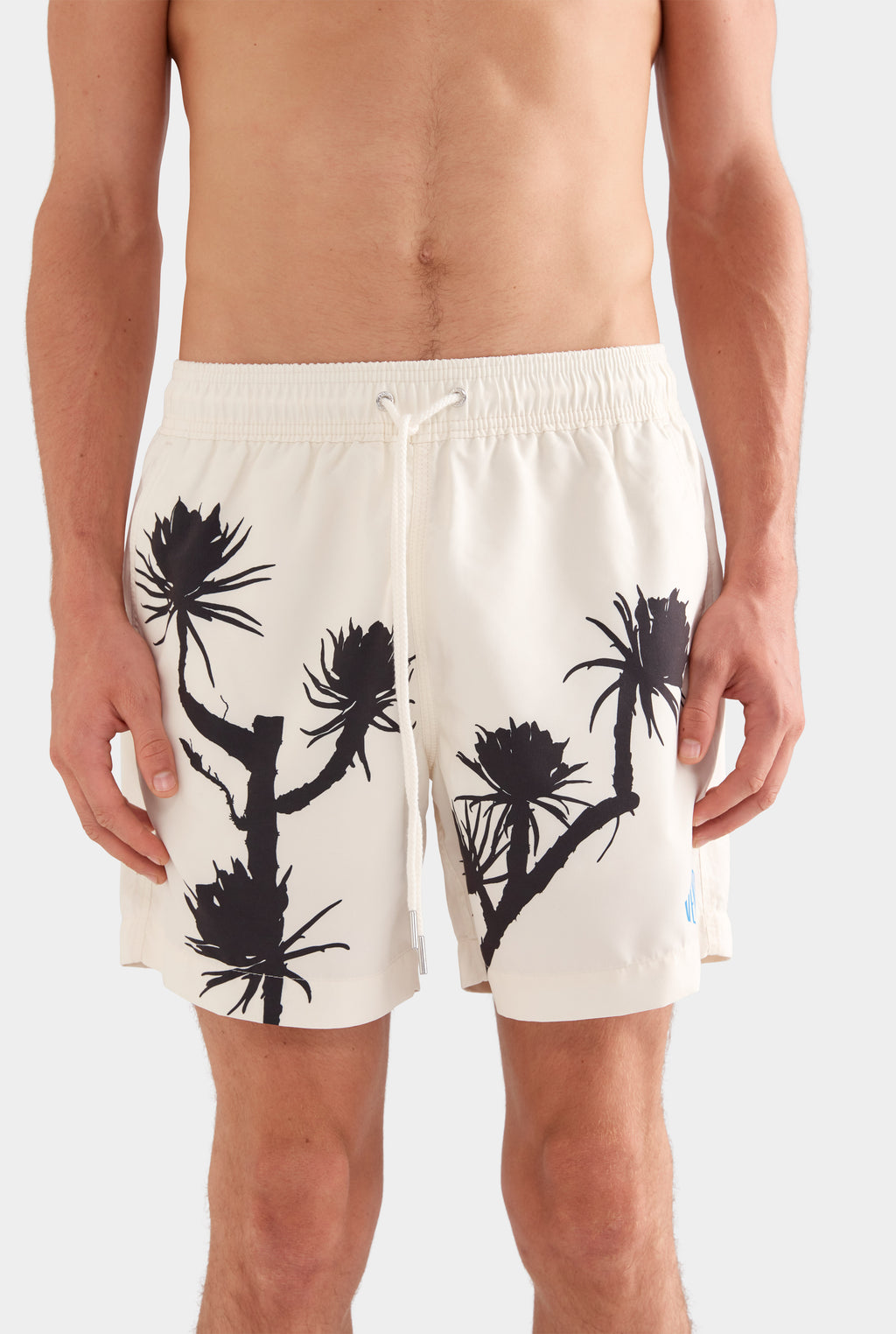 Printed Swim Short - Cream/Cactus Stamp