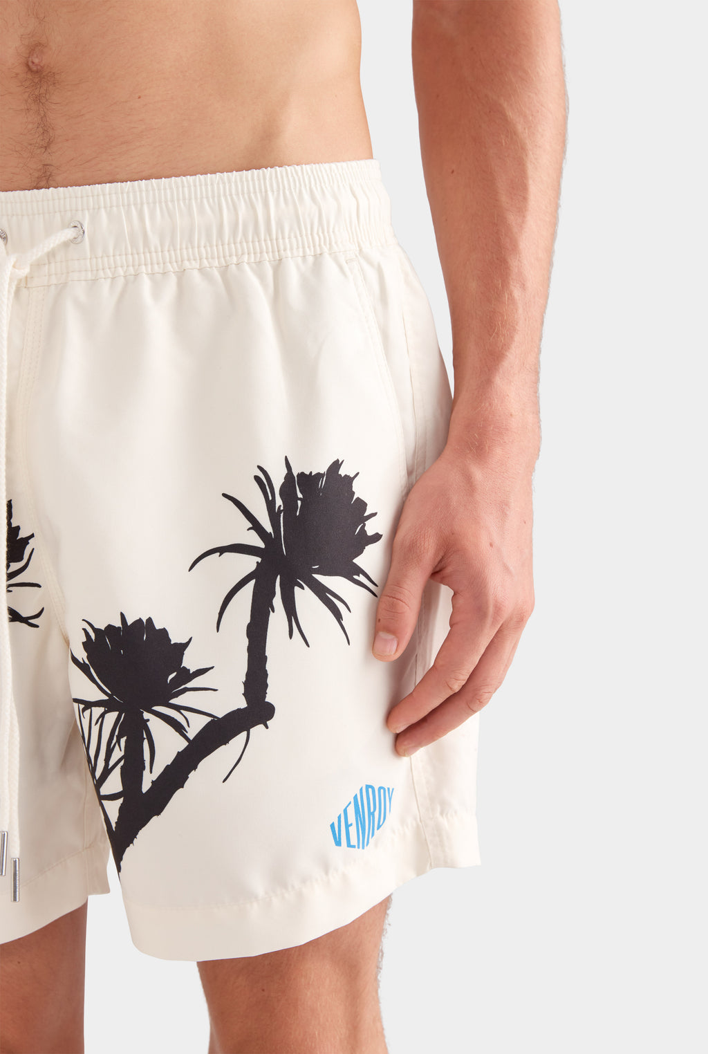 Printed Swim Short - Cream/Cactus Stamp