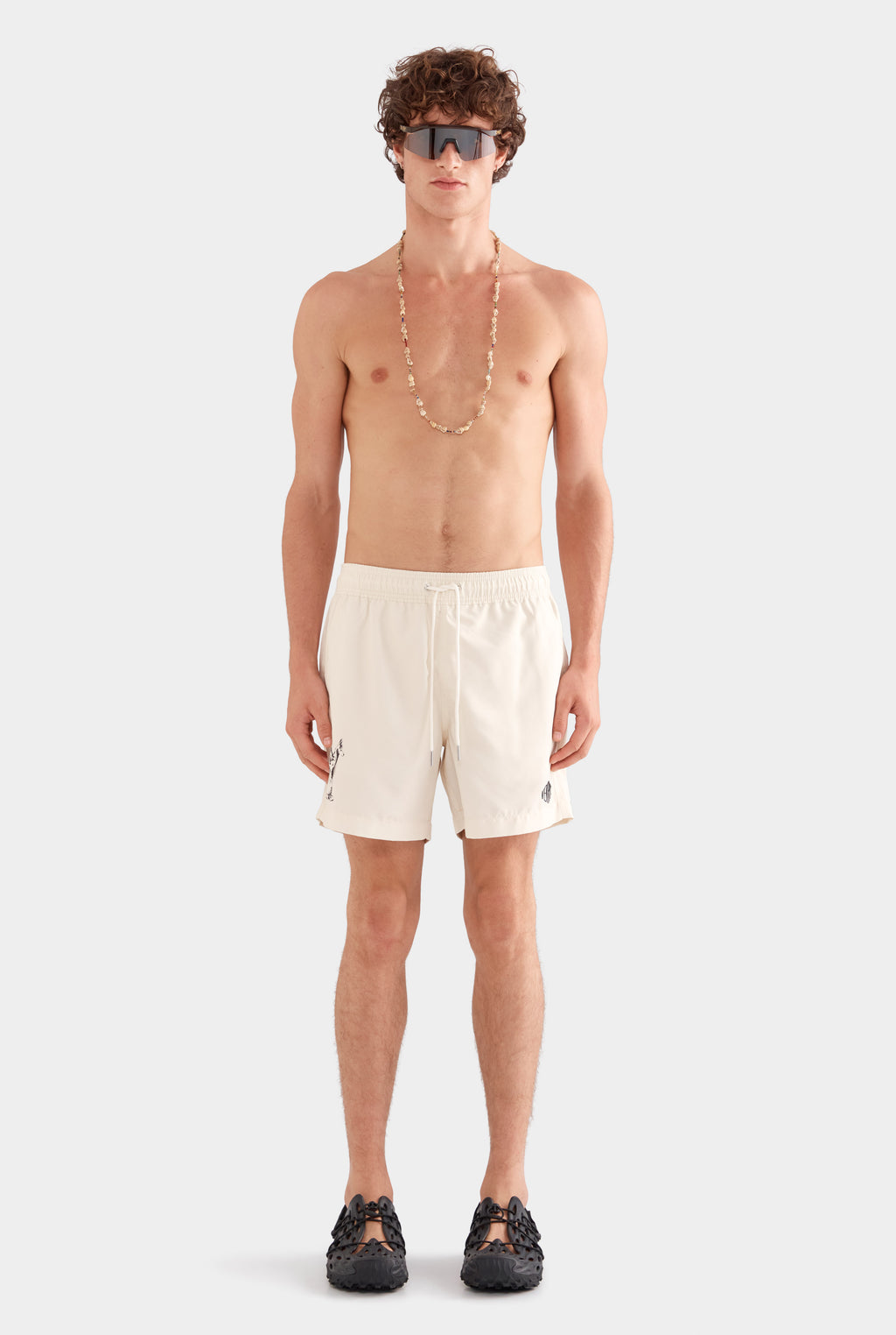 Printed Swim Short - Vanilla Cream/Siurell Stamp