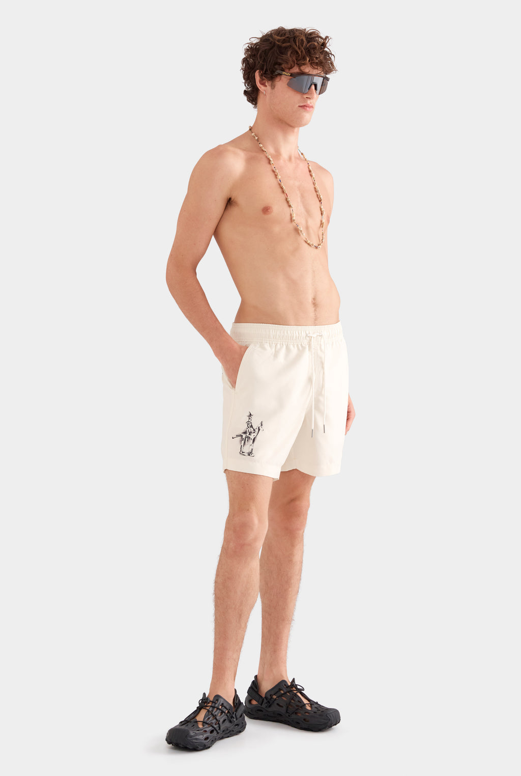 Printed Swim Short - Vanilla Cream/Siurell Stamp