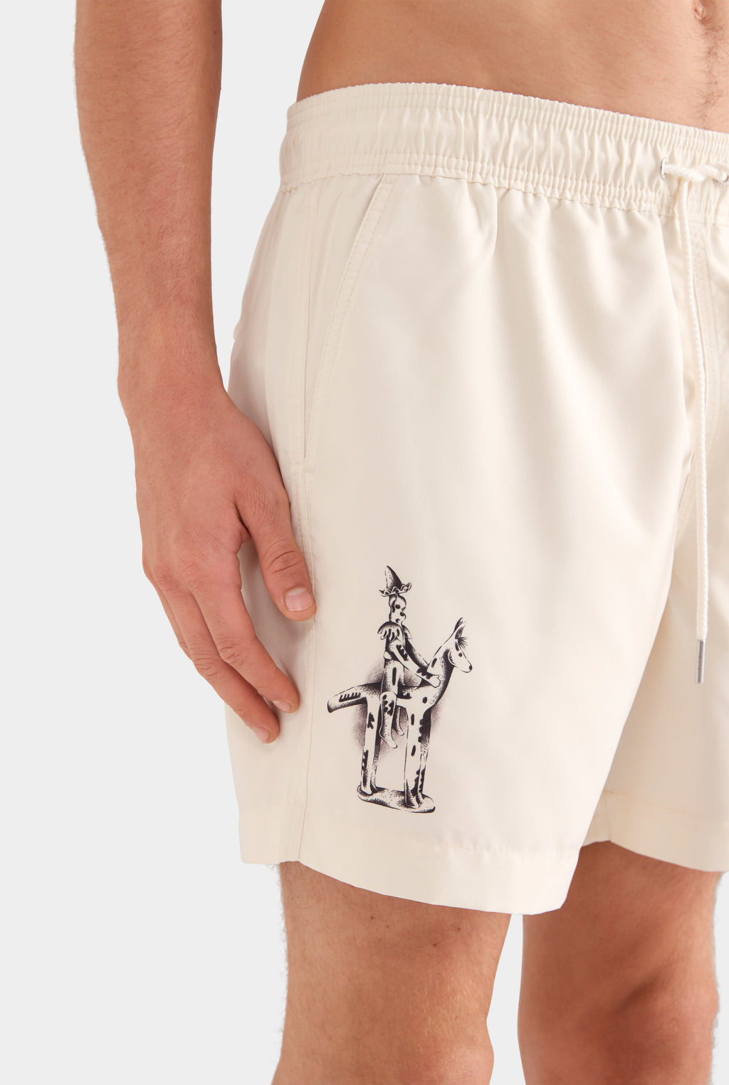 Printed Swim Short - Vanilla Cream/Siurell Stamp