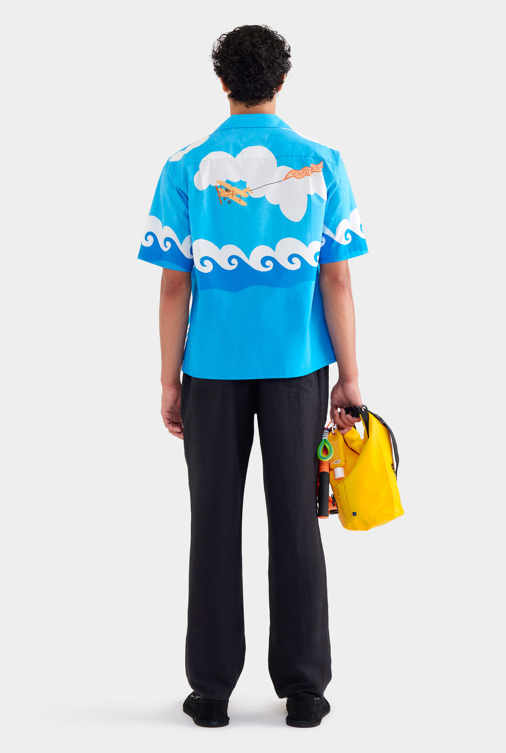 Printed Boxy Cotton Camp Collar Shirt - Bondi Surf Scene