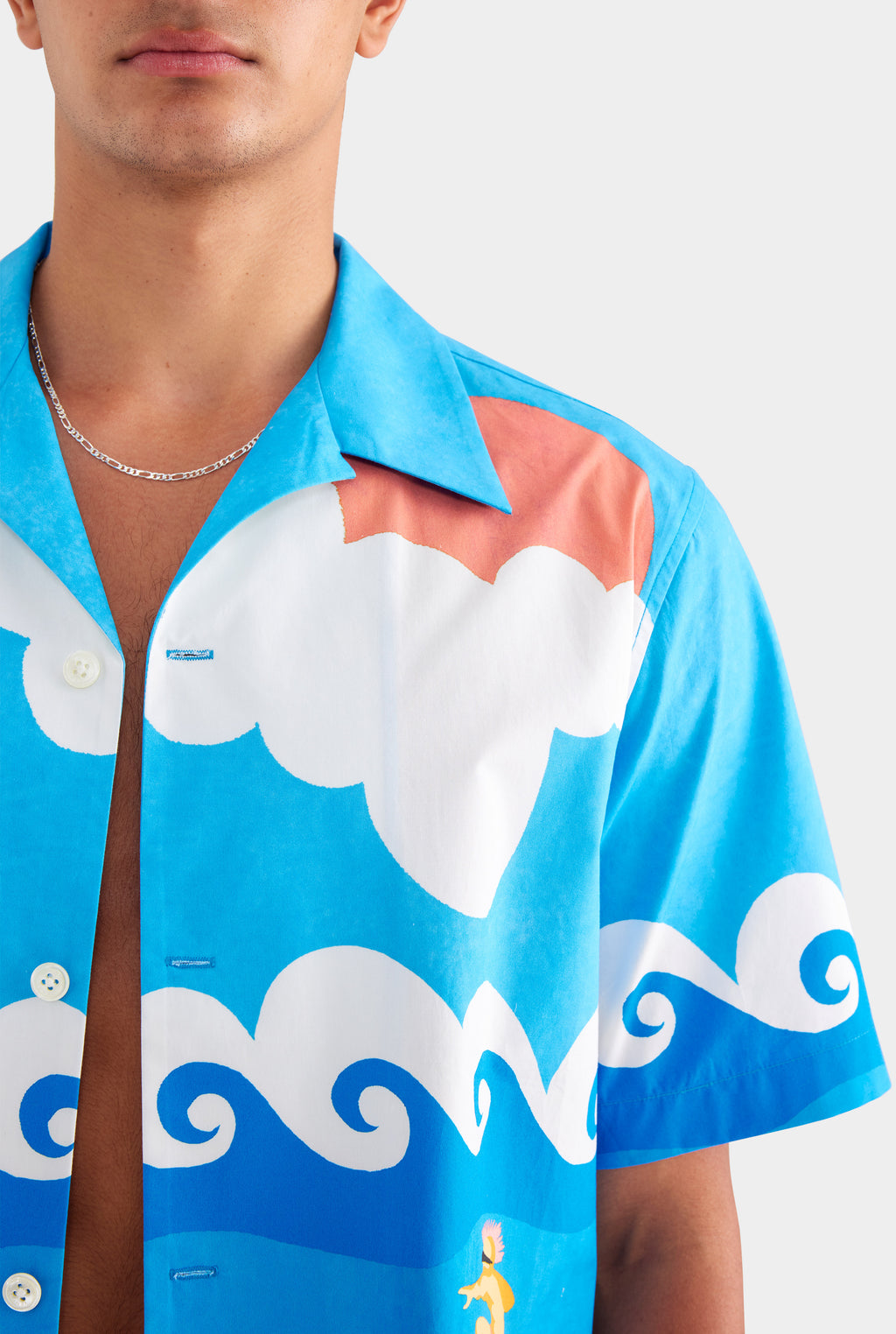 Printed Boxy Cotton Camp Collar Shirt - Bondi Surf Scene