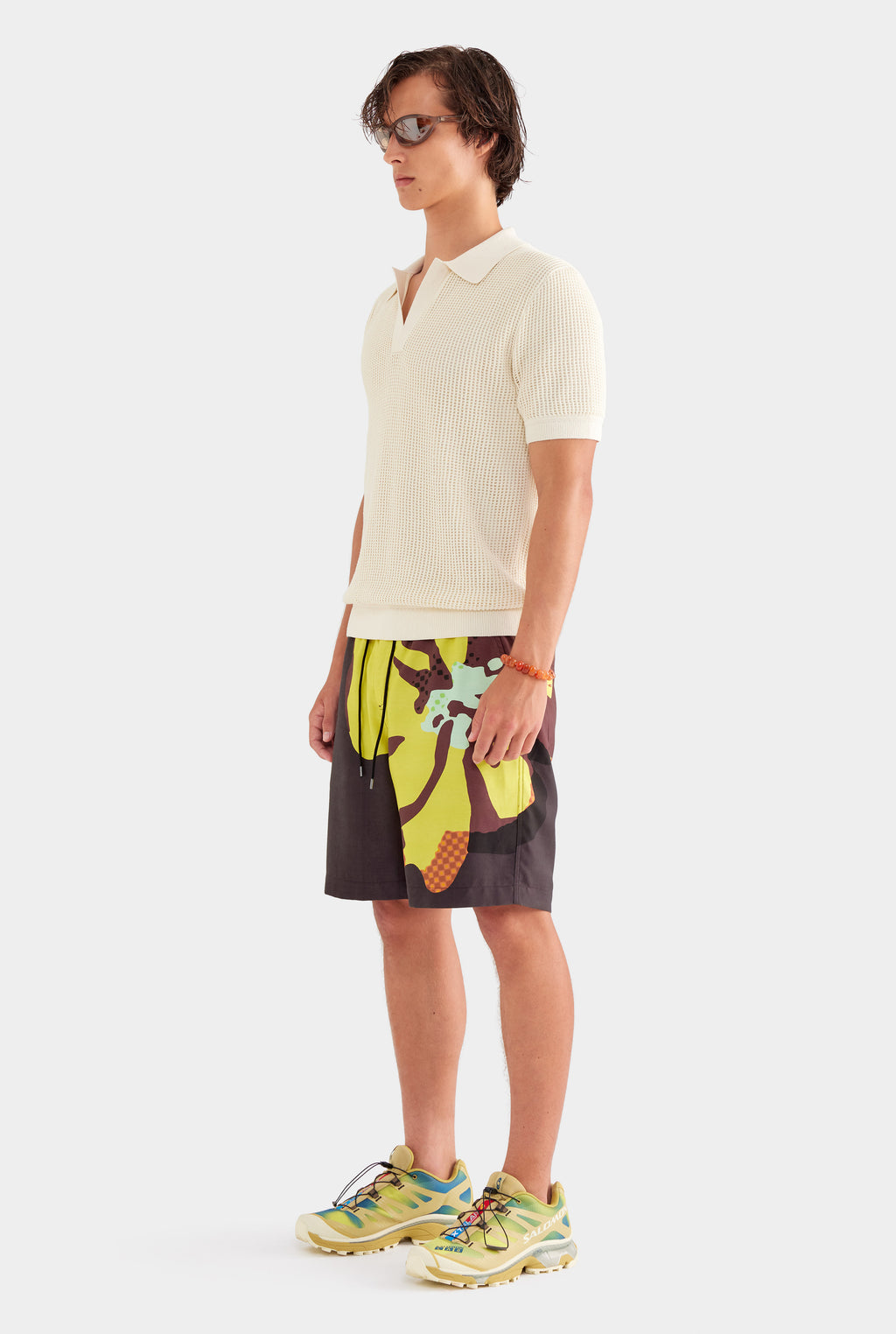 Printed Relaxed Tencel Shorts - Black Hibiscus