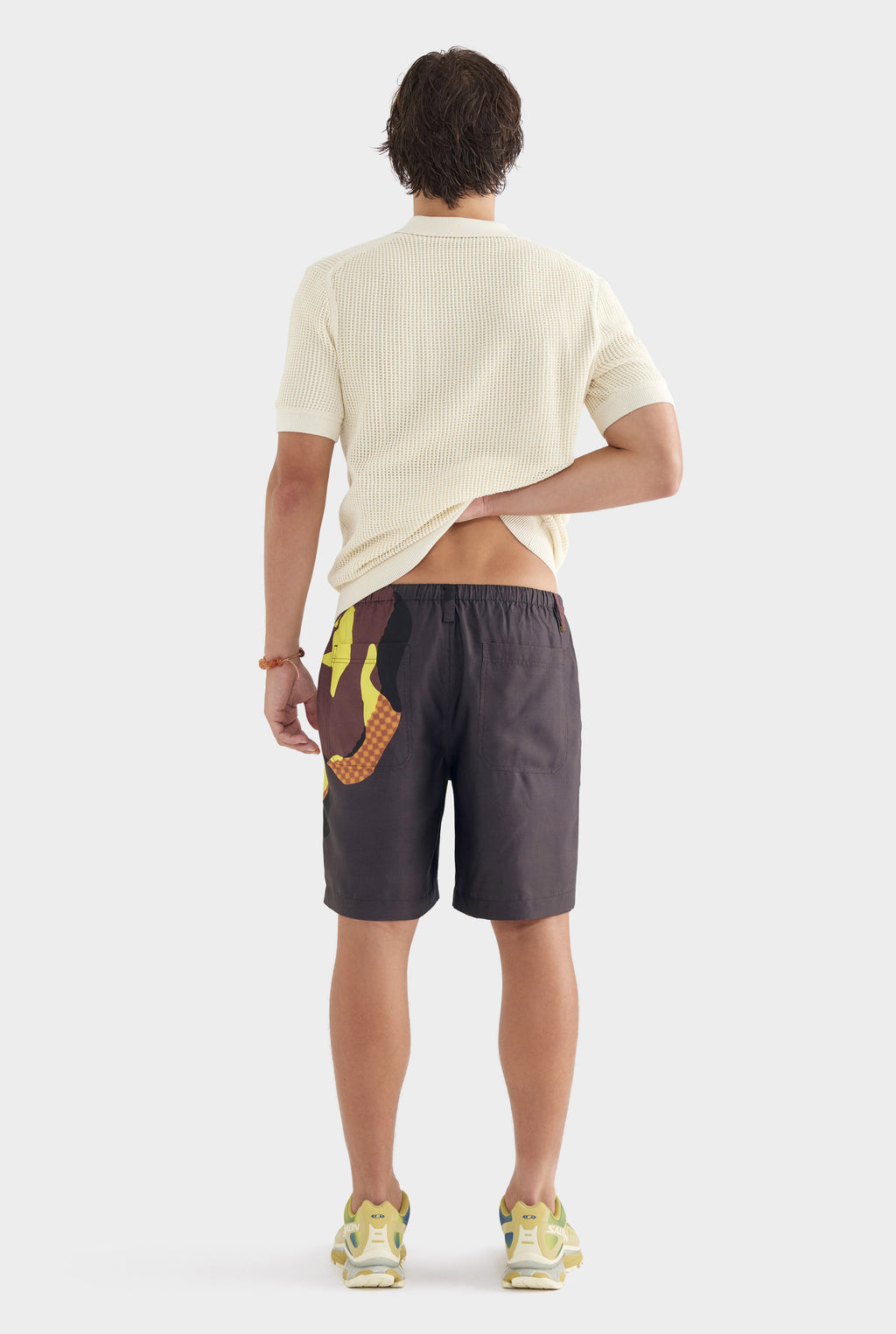 Printed Relaxed Tencel Shorts - Black Hibiscus