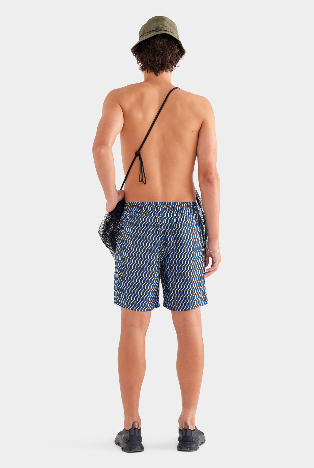 Printed Tencel Lounge Shorts - Chocolate/Blue V Monogram