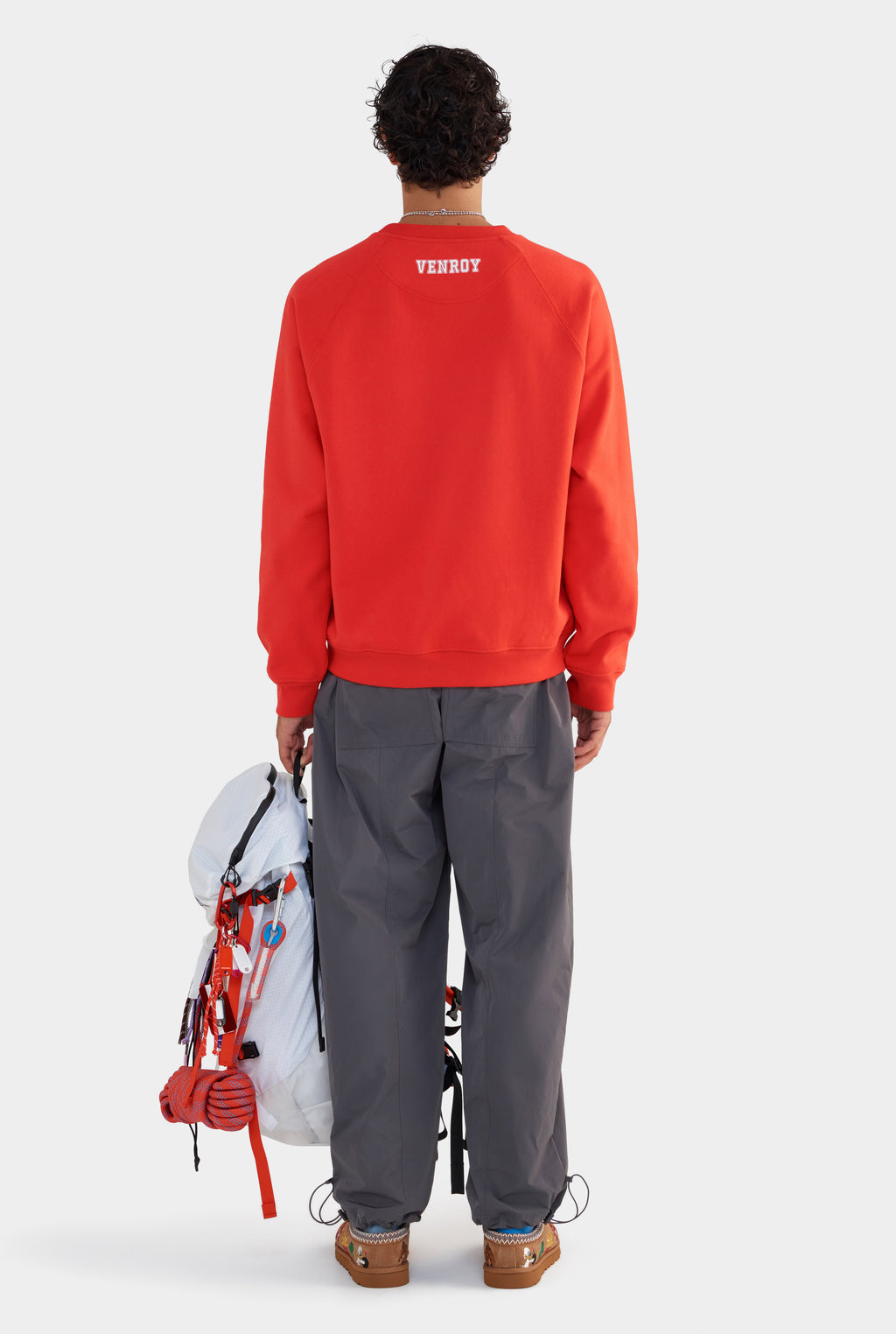 Raglan Fleece Track Crewneck - Red