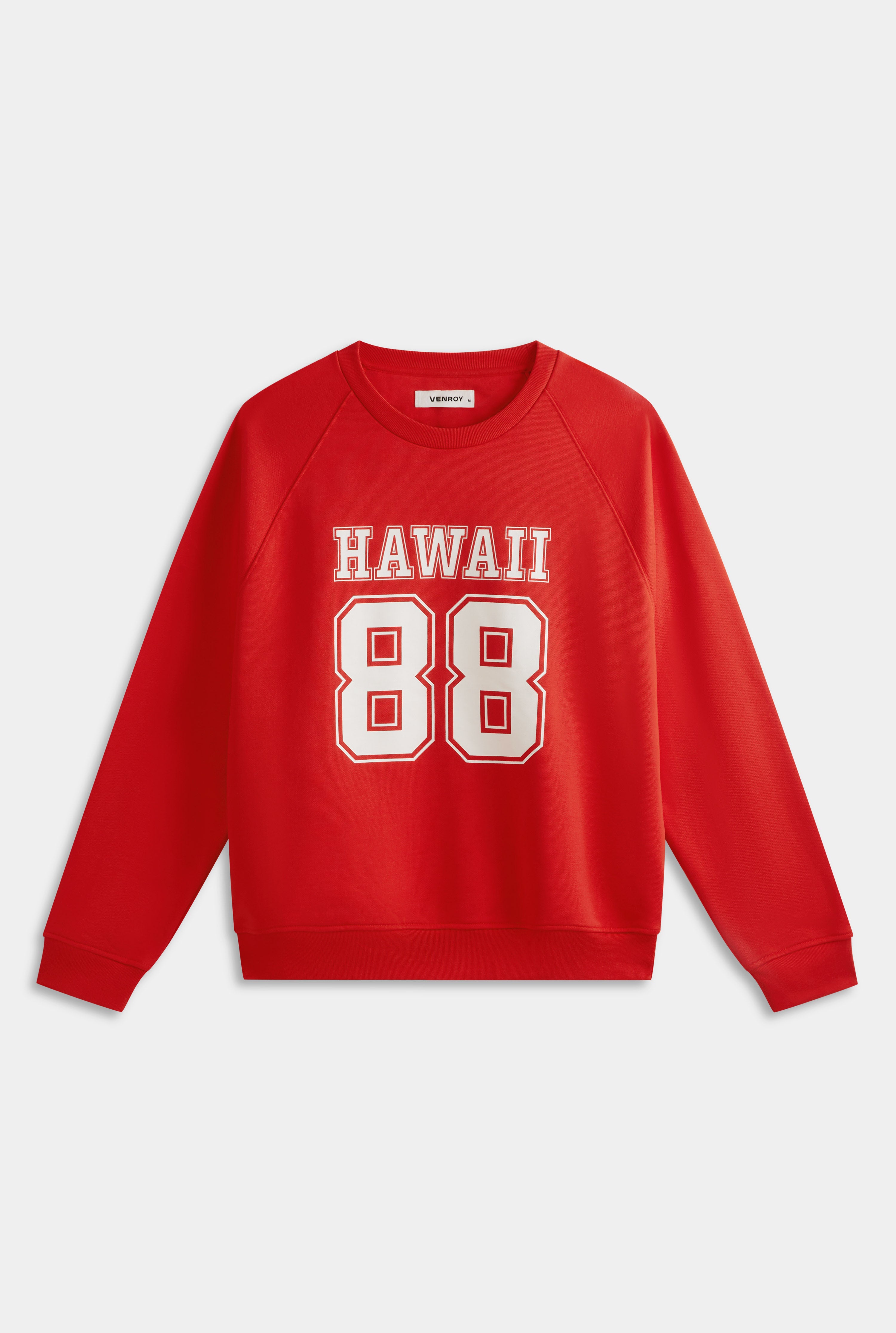 Raglan Fleece Track Crewneck - Red