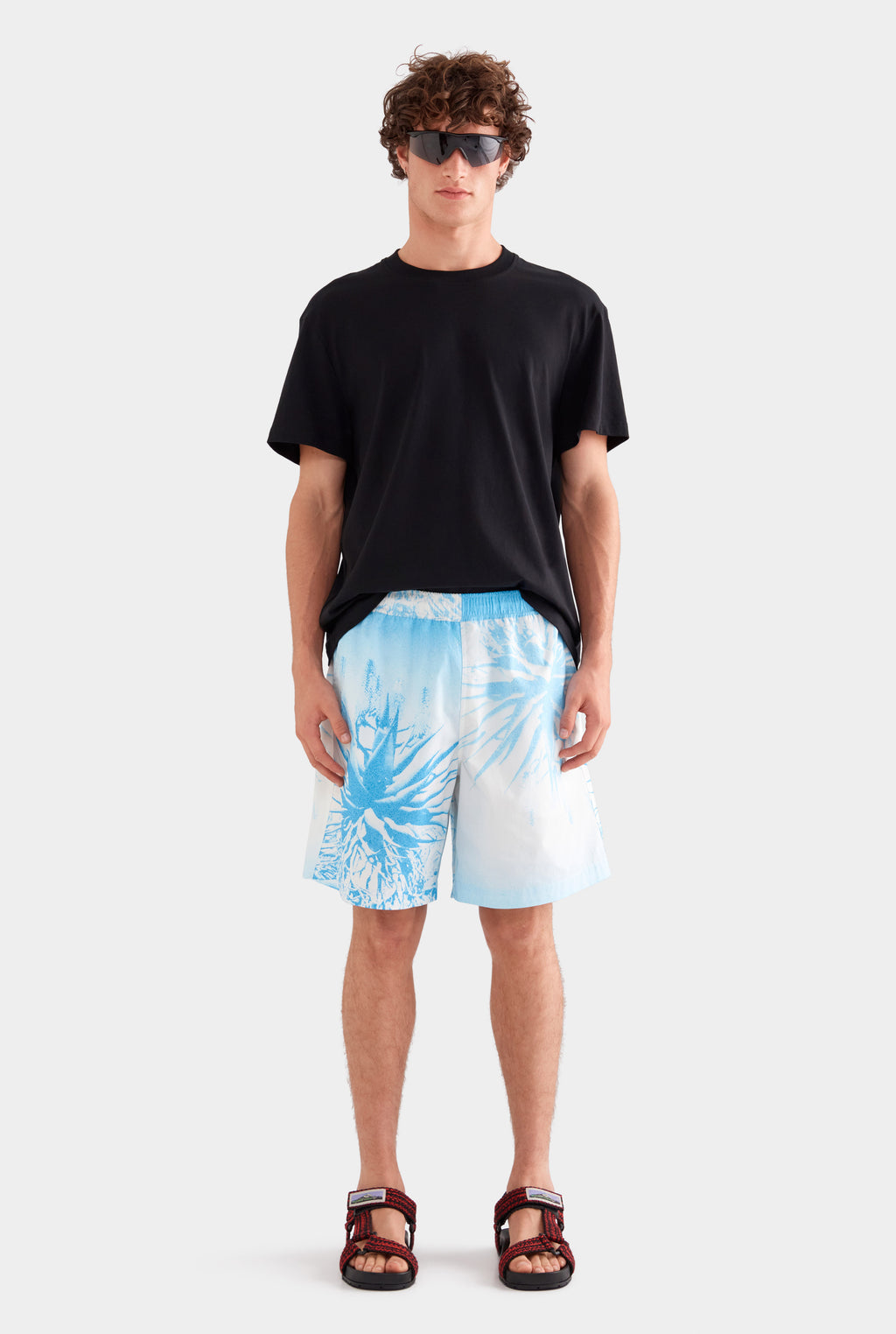 Relaxed Cotton Short - Cactus Print Negative