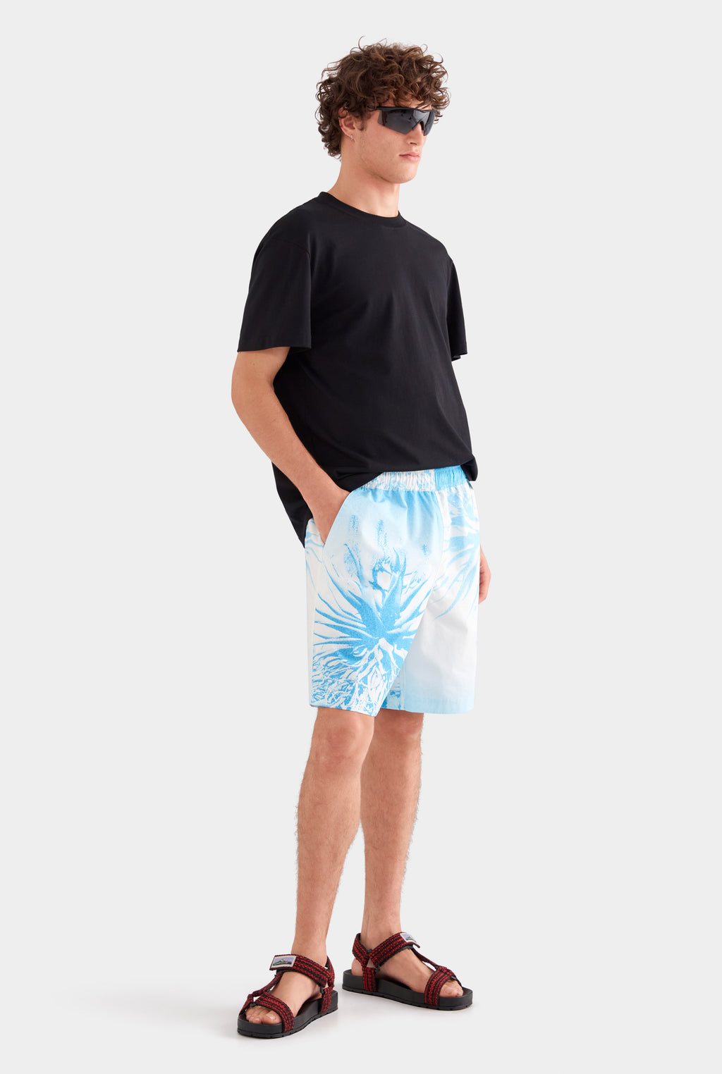 Relaxed Cotton Short - Cactus Print Negative
